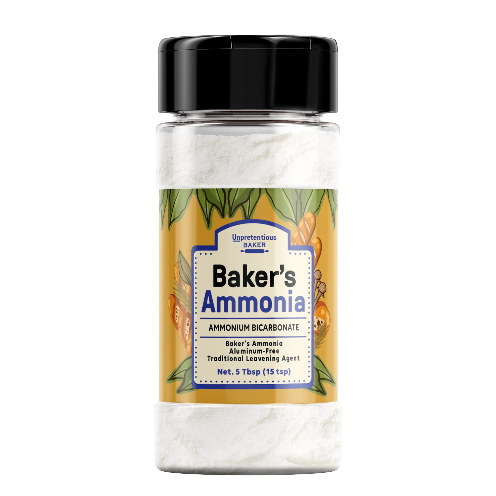 Ammonium Bicarbonate (5 Tbsp) Food Grade Baker's Ammonia, Aluminum-Free,  Traditional Leavening Agent