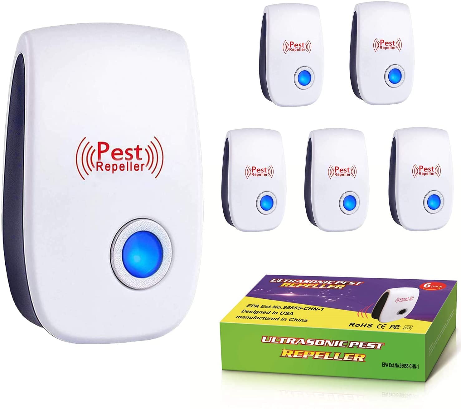 Ultrasonic Pest Repeller - 6 Pack Electronic Pest Repellent Plug-in Indoor  Pest Control for Insect, Rodent, Mosquito, Ant, Bug, Mice Repellent for