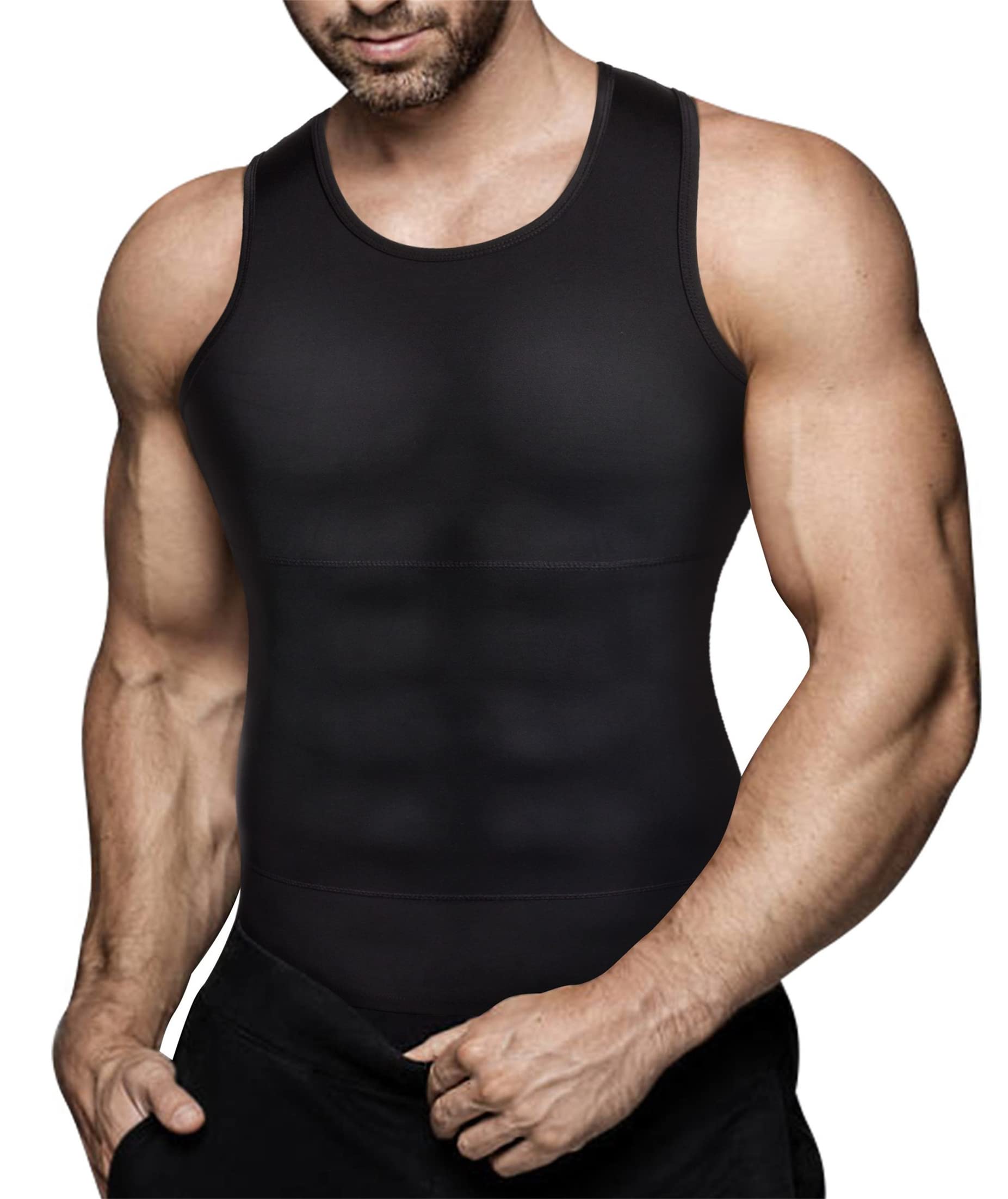 Cheap Men Body Shaper Slimming Shirt Tummy Control Vest Chest Compression  Base Layer Abdomen Slim Shapewear Workout Tank Tops Undershirt