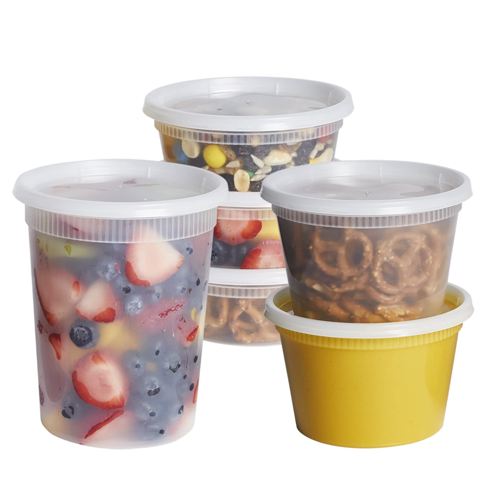 Deli Food Containers with Lids - (48 Sets) 24-32 Oz Quart Size & 24-16  Oz Pint S