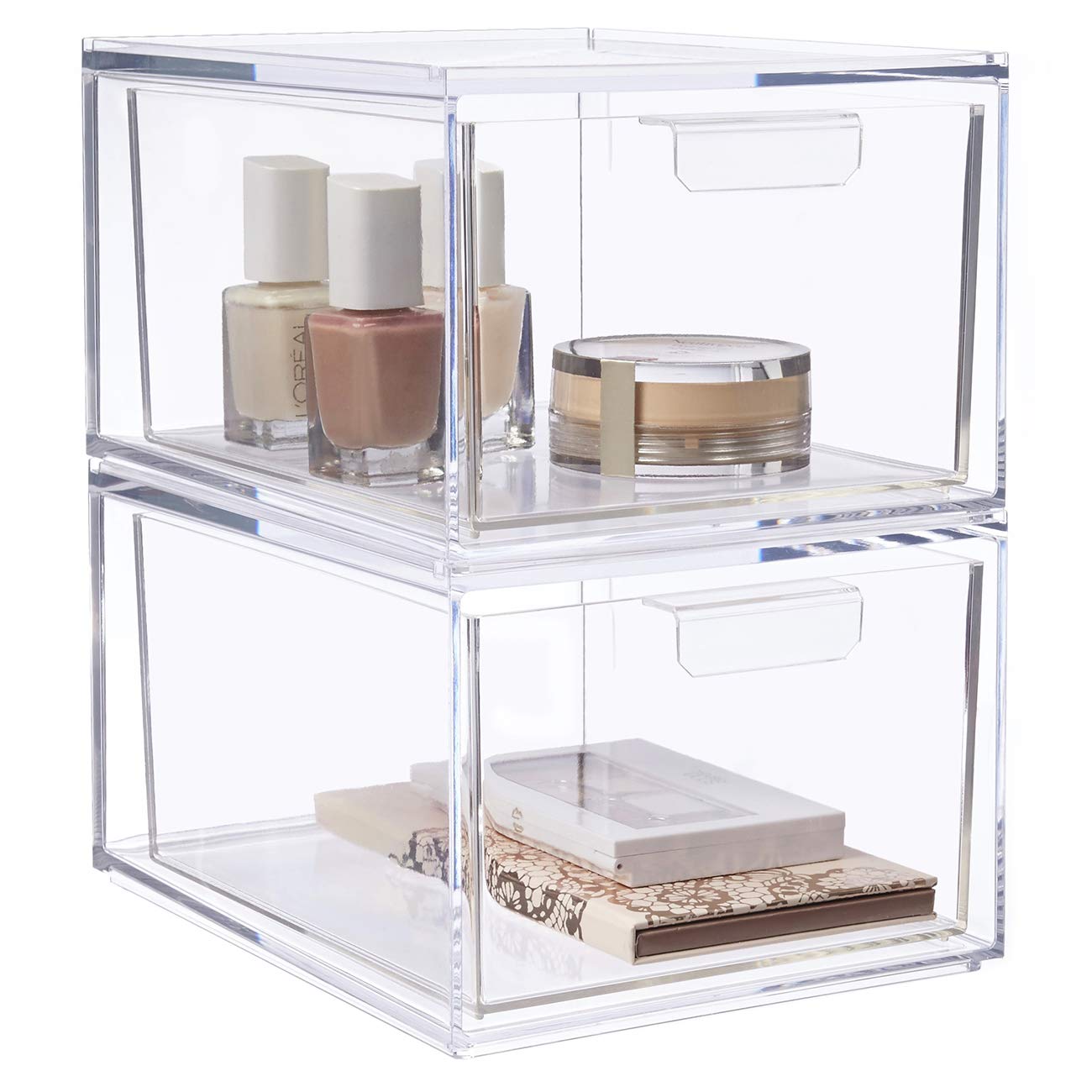 STORi Audrey Stackable Clear Bin Plastic Organizer Drawer | Organize  Eyeshadow Palettes, Cosmetics, and Beauty Supplies on a Vanity | Made in USA