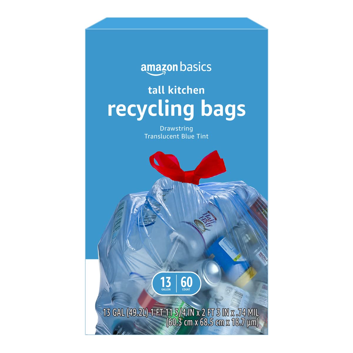 Glad Recycling Trash Bags + Tall Kitchen Drawstring Blue Trash