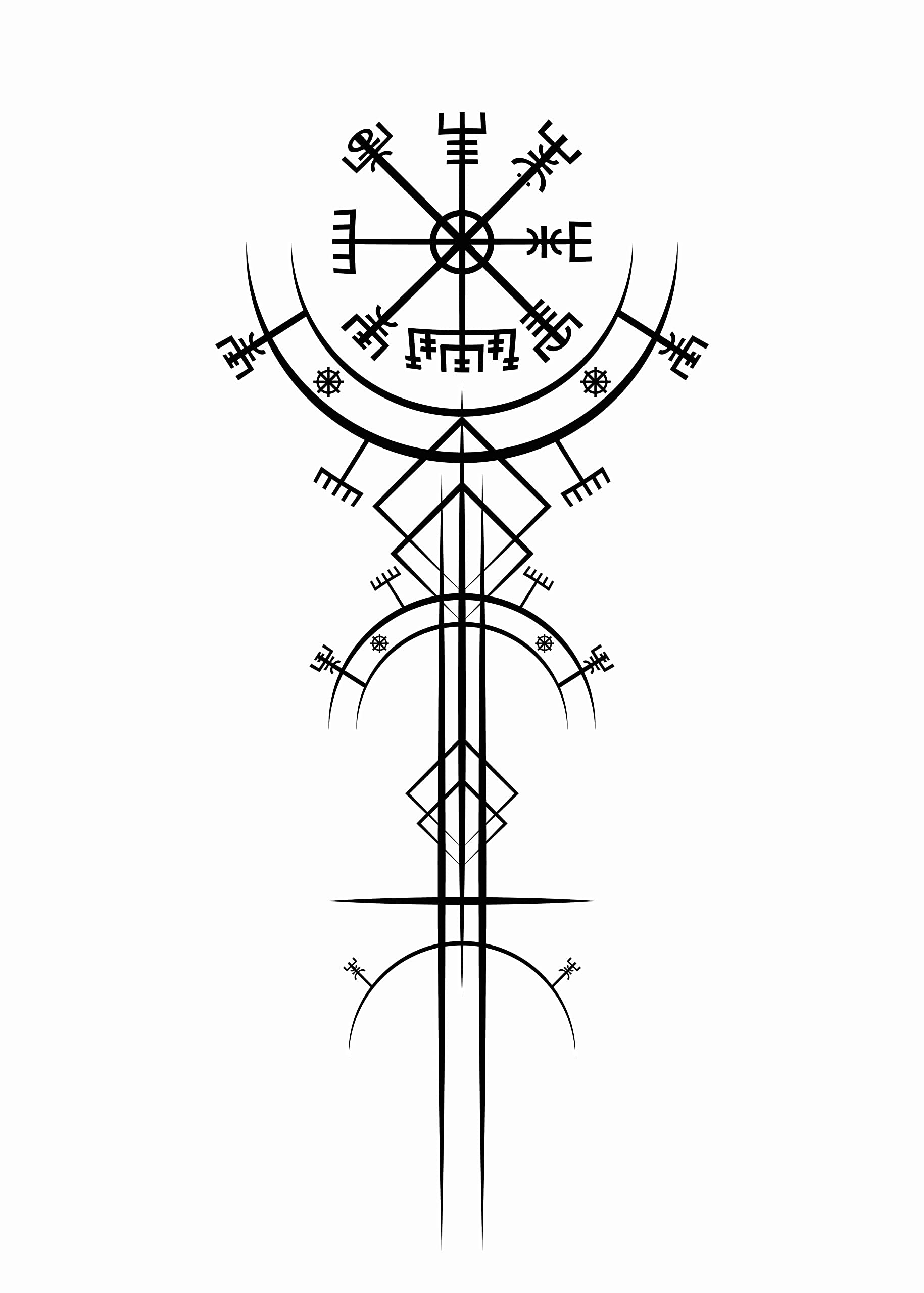 Magic Ancient Viking Art Deco, Vegvisir Magic Navigation Compass Ancient.  the Vikings Used Many Symbols Sign Stock Vector - Illustration of gothic,  mystery: 185824372