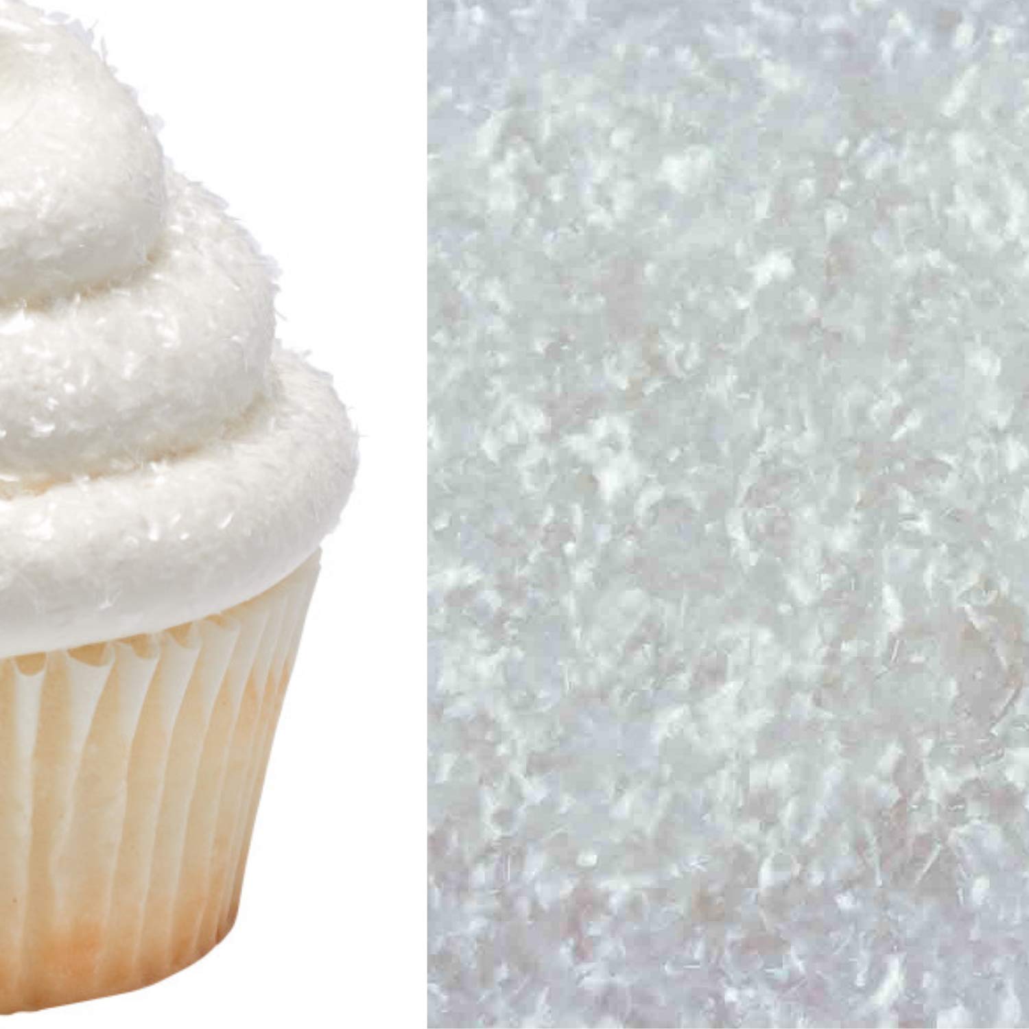 Edible Sprinkle Glitter Shimmer Sparkle Flakes for Cakes and Cupcakes 1/4  oz (Clear)