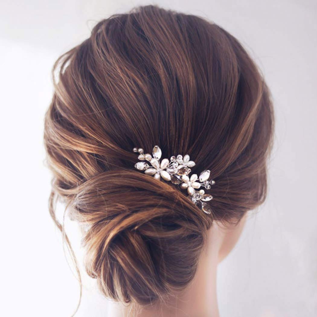 3 Pieces Bride Wedding Hair Pins Bridal Rhinestone Hair Clips