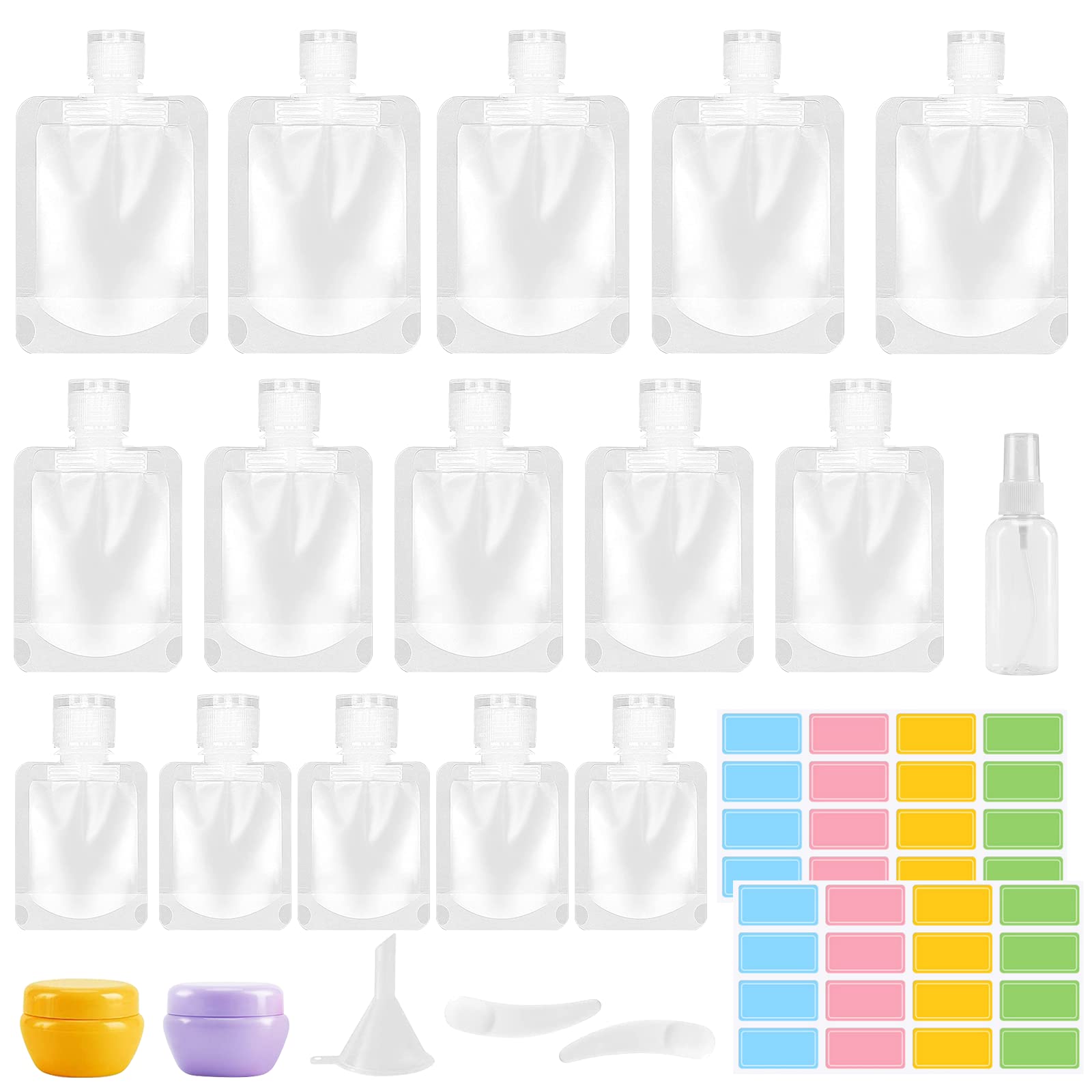 50 Pcs 6 OZ Reusable Clear Spout Stand Up Pouch, Clear Drink Bags