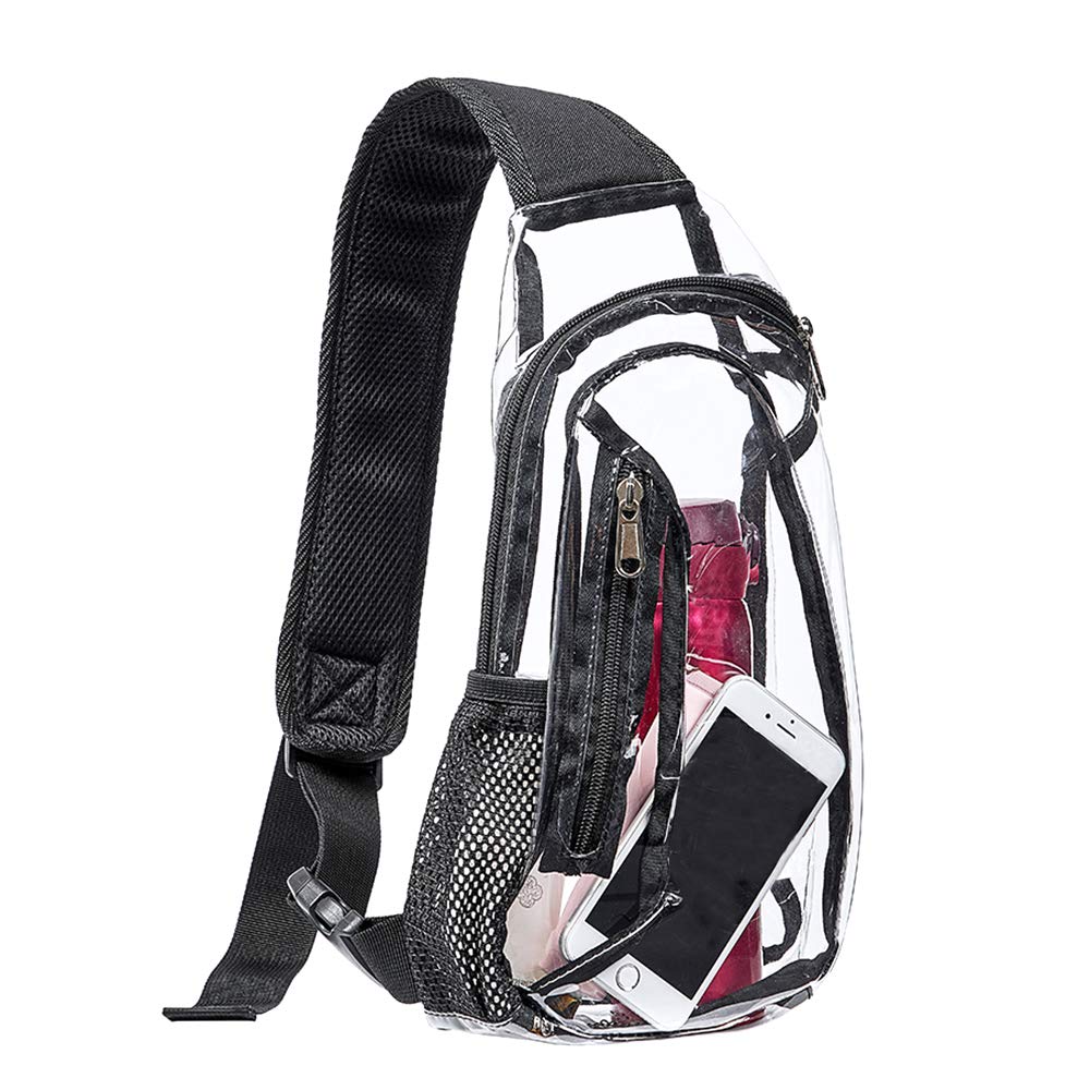  Busiuw Clear Backpack Stadium Approved Clear Sling Bag Clear  Bag with Adjustable Reinforced Straps, 3 in 1 Clear Crossbody Bag for  Festivals and Games (Black) : Sports & Outdoors