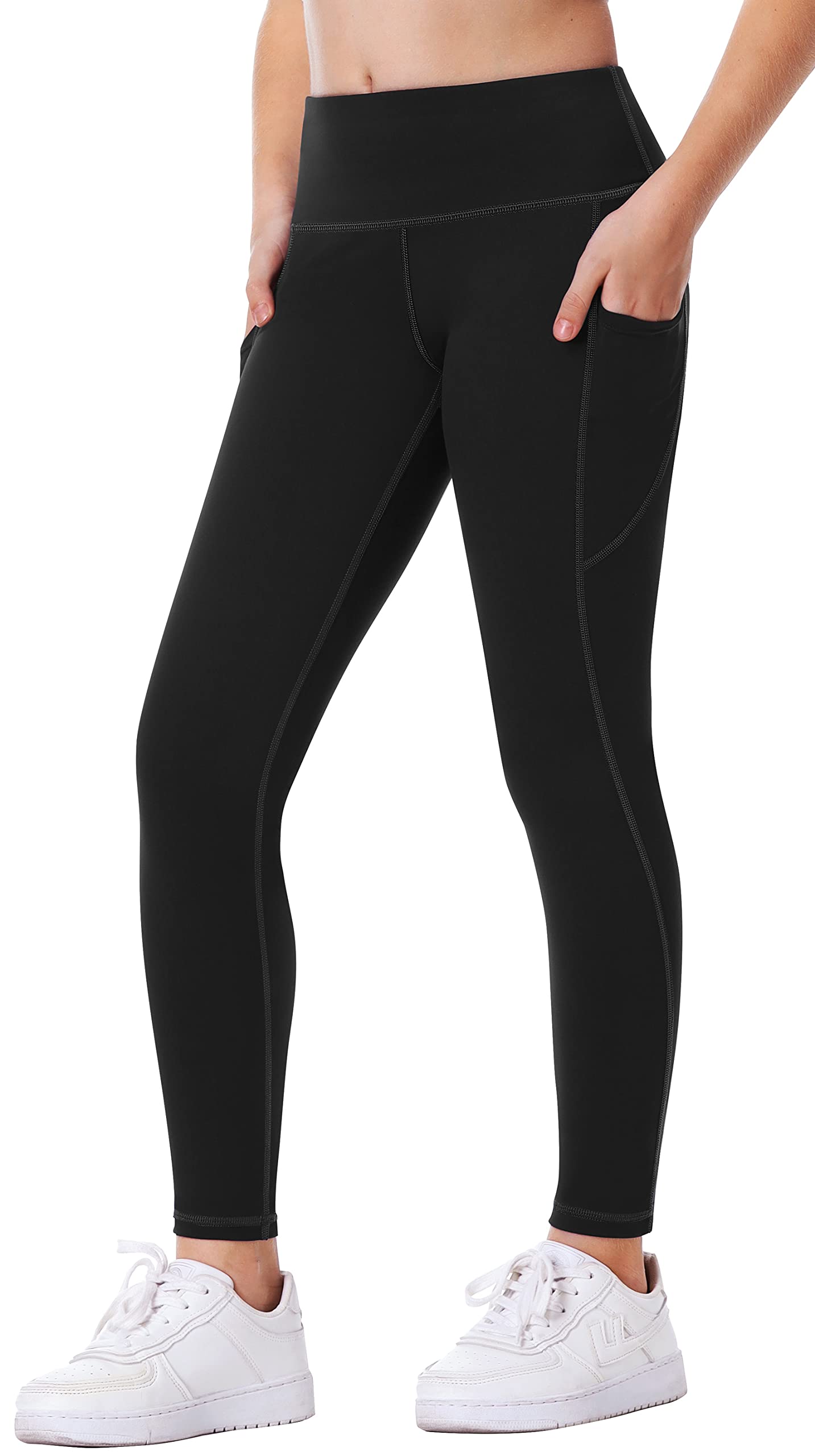 Buy LZYVOO High Waisted Yoga Leggings with Pockets, Tummy Control Workout  Pants for Women-Black-L at Amazon.in
