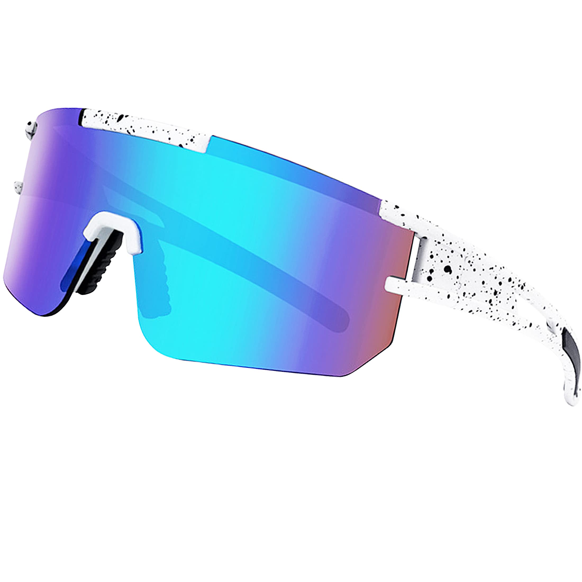  Running Sunglasses for men Women,Cycling Sunglasses Outdoor  Sports Sunglasses UV400 baseball Fashion Glasses Windproof Goggles (Color :  Black frame blue film) : Sports & Outdoors