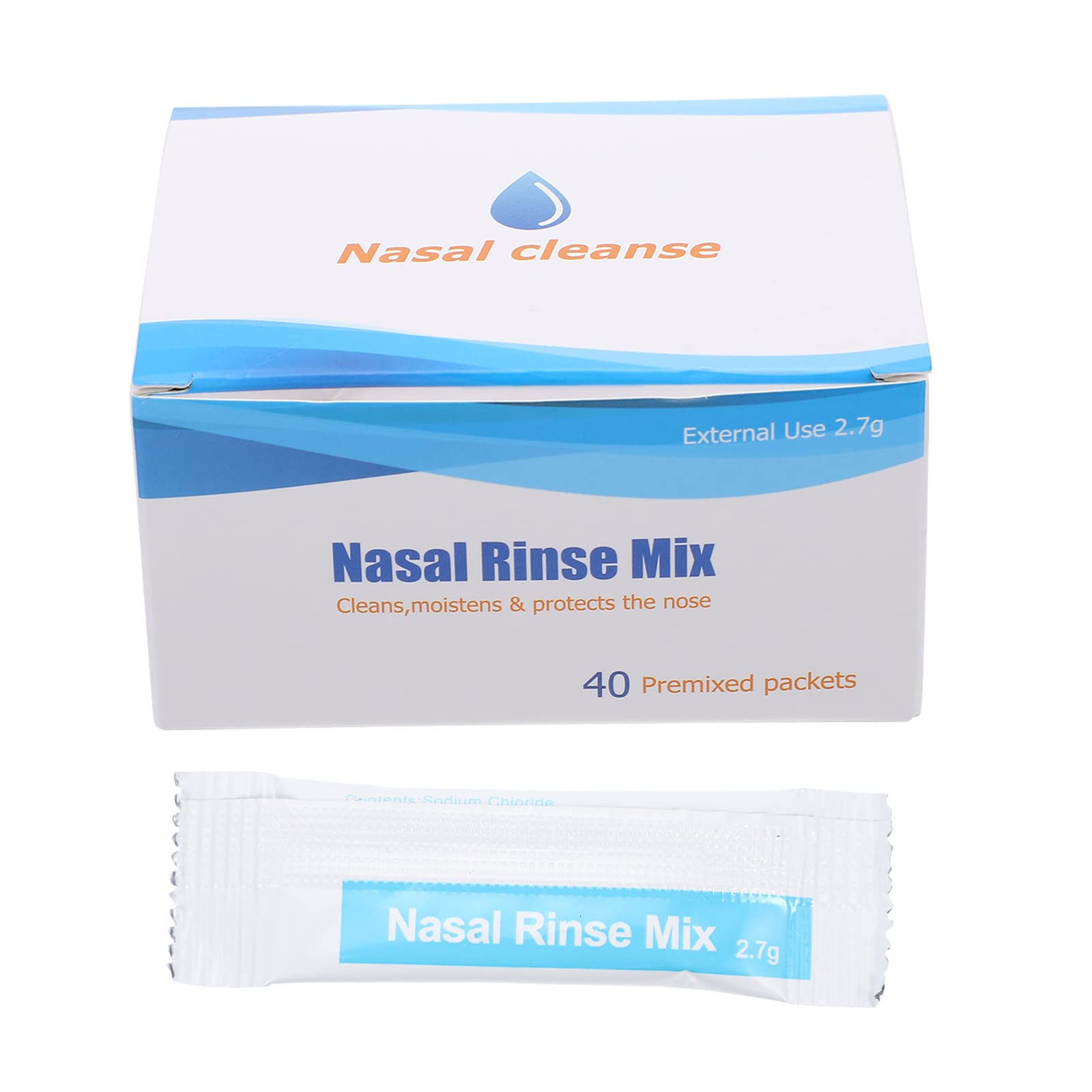Healifty 1 Box of 40Pcs Nasal Rinse Salt Packets Buffered Salt Mix for  Nasal Wash Systems