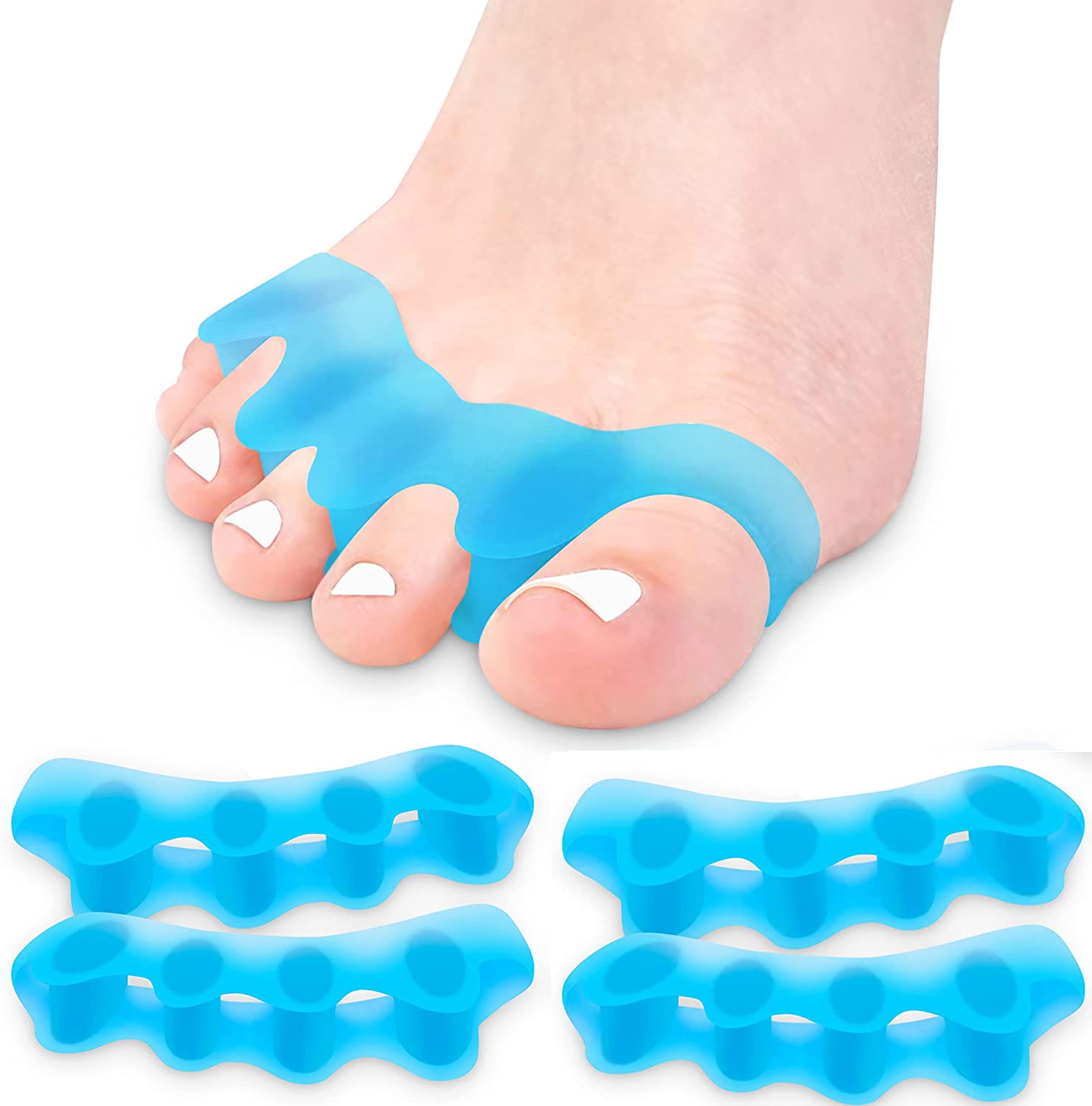 R ROOCKE Gel Toe Separator to Correct Bunion (4 PCS),Bunion Corrector for  Women Men Toe Spacer Hammer Toe Straightener Toe Stretcher Big Toe  Separators (Blue)