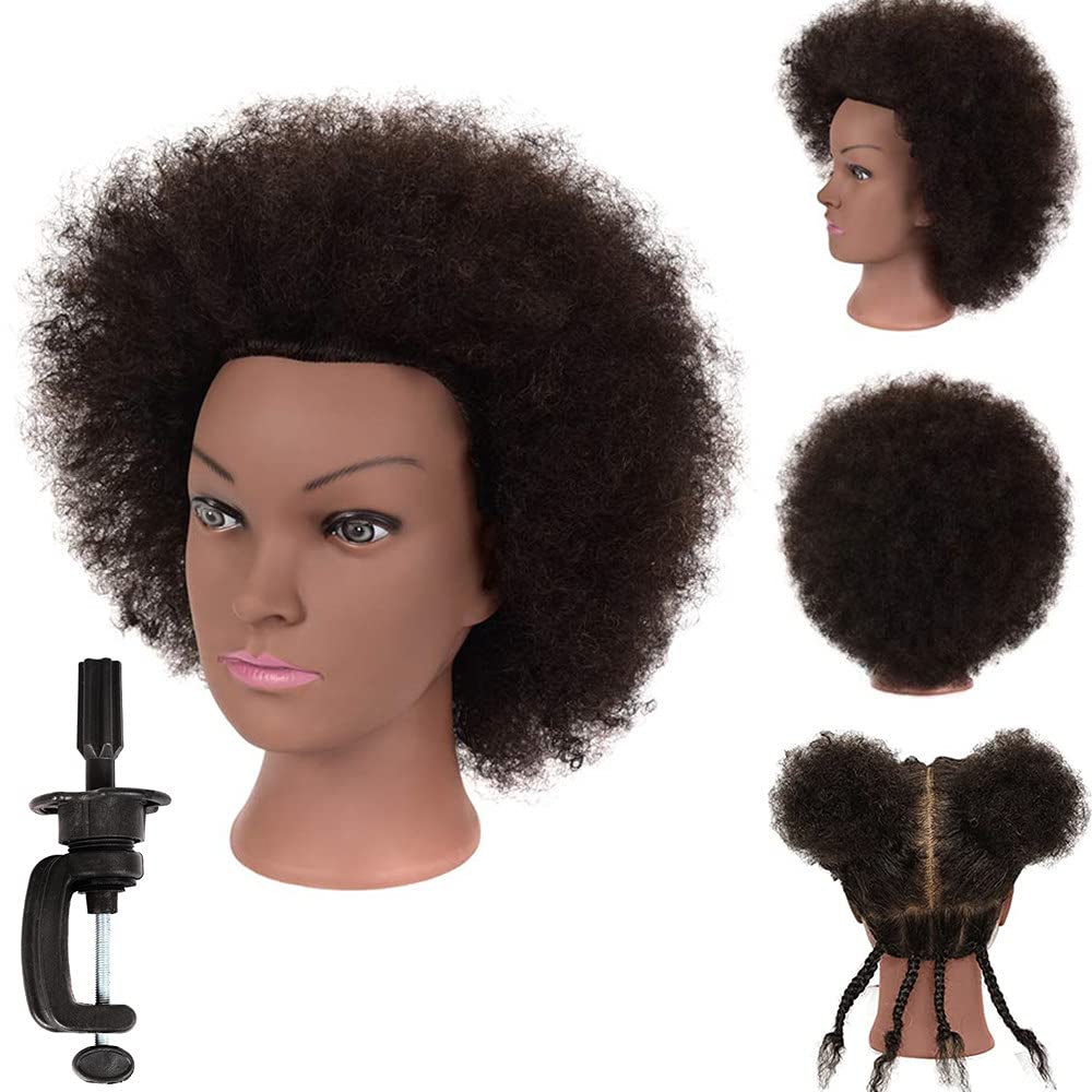 African Mannequin Training Head With Real Human Hair Manikin