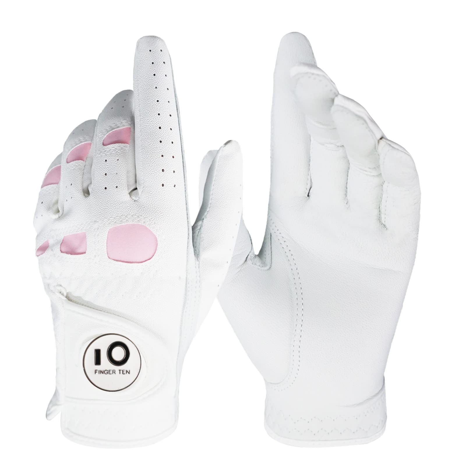 Golf Gloves Men Ball Marker Leather Premium Weathersof Grip Soft Left Hand  Right