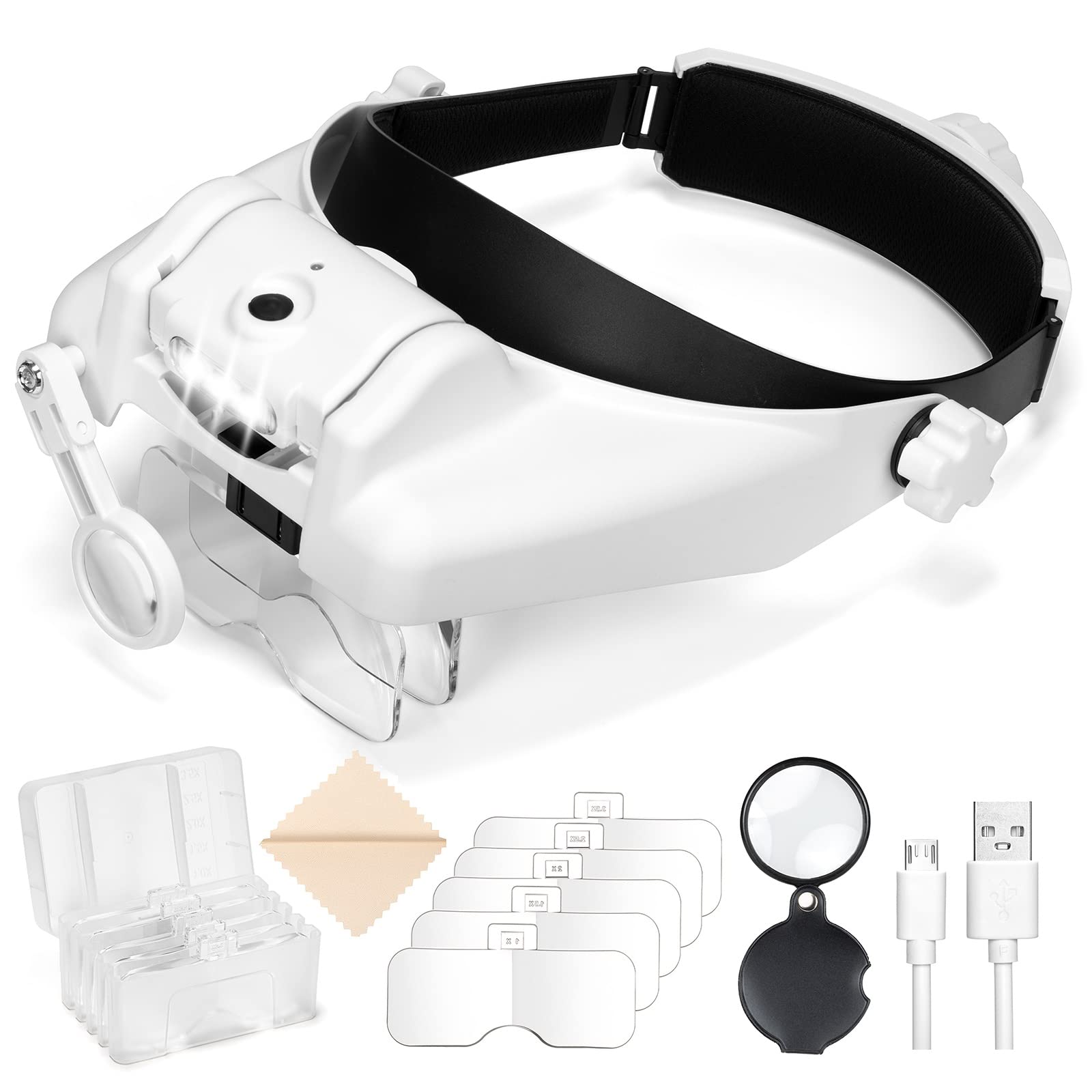 Magnifying Glass Magnifier Glass Hand Held Magnifier with 8 LED Lights  Illuminated Magnifying Glass USB Hands Free 5X 11X for Reading Jewlery  Craft