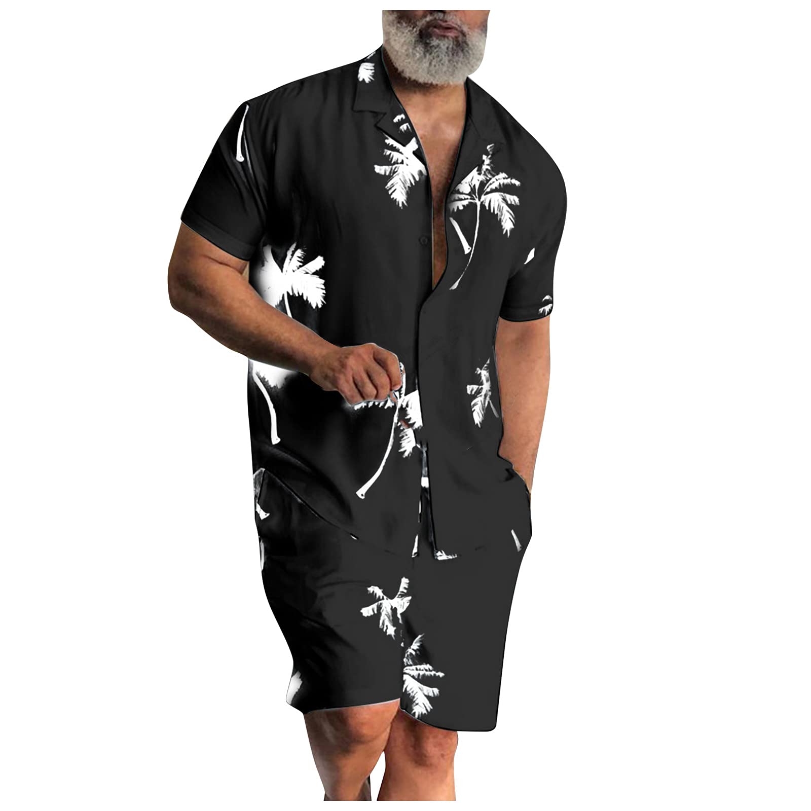 Mens Hawaiian Shirts And Shorts Set Short Sleeve Regular Fit Funky Beach  Shirts Suits Flower Summer Party