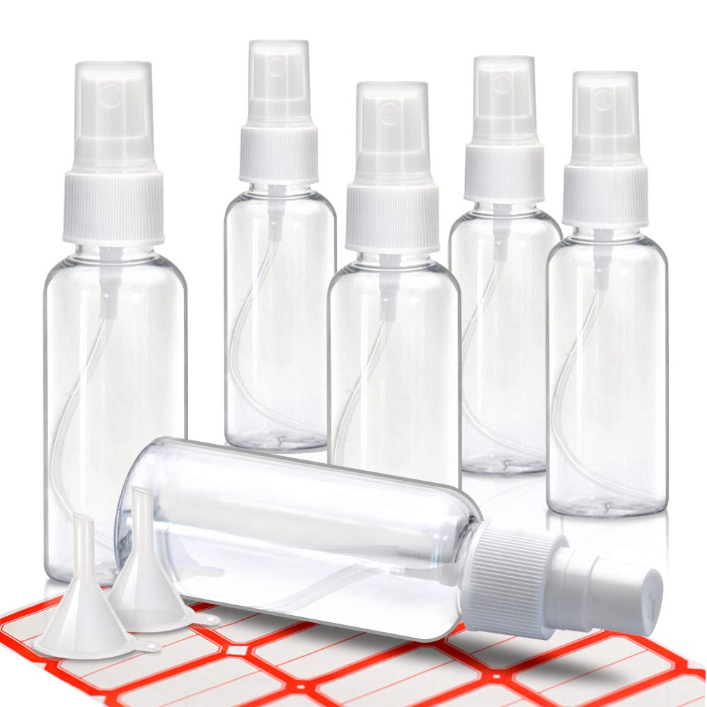 Zoizocp Spray Bottles, 2oz/50ml Clear Empty Fine Mist Plastic Mini Travel  Bottle Set, Small Refillable Liquid Containers with 2pcs Funnels and 24pcs
