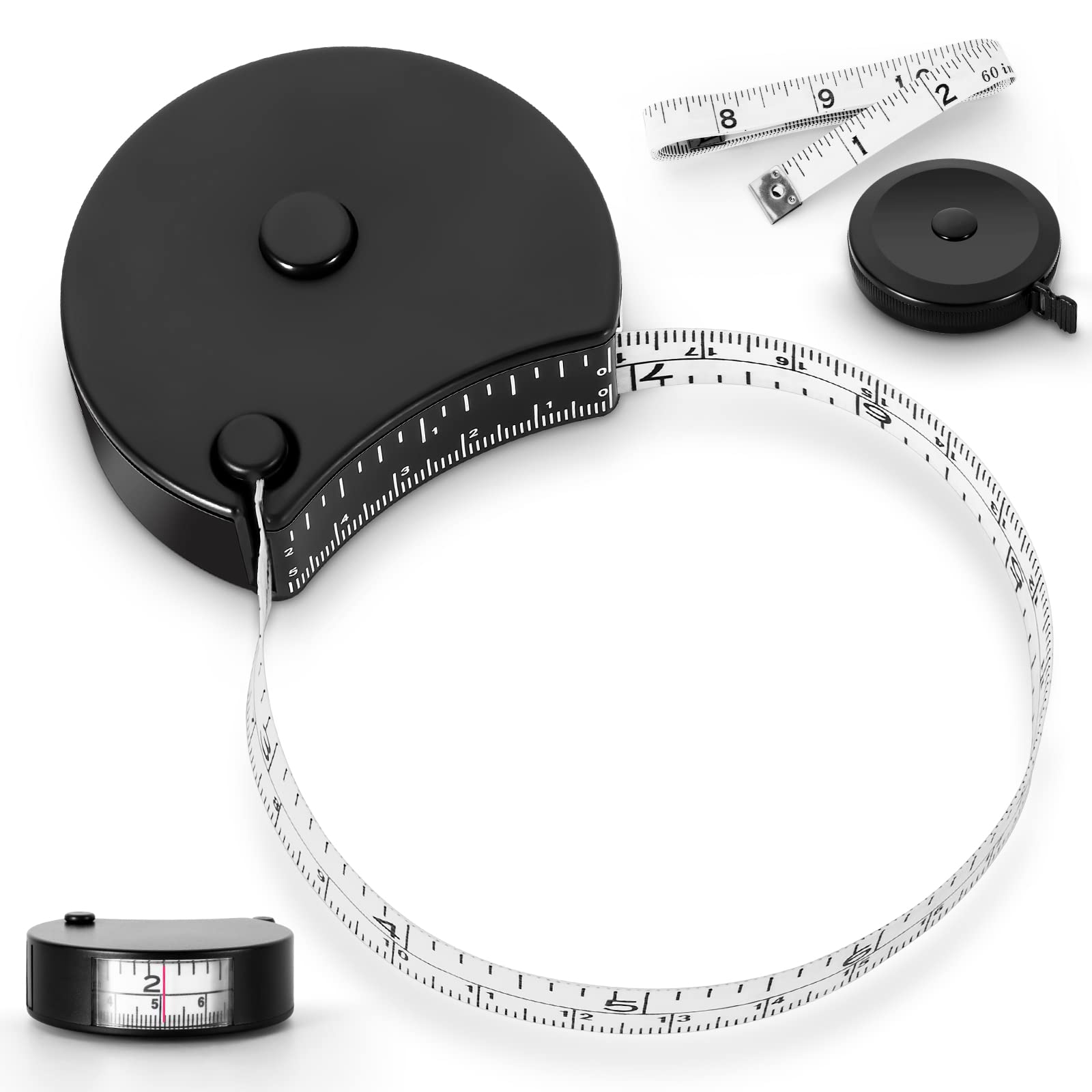 Tape Measure for Body, 150cm 60inch Fabric Retractable Ruler Body Measuring  Tape Weight Loss Push Button Retractable Sewing Tailor Tape Soft Accurate