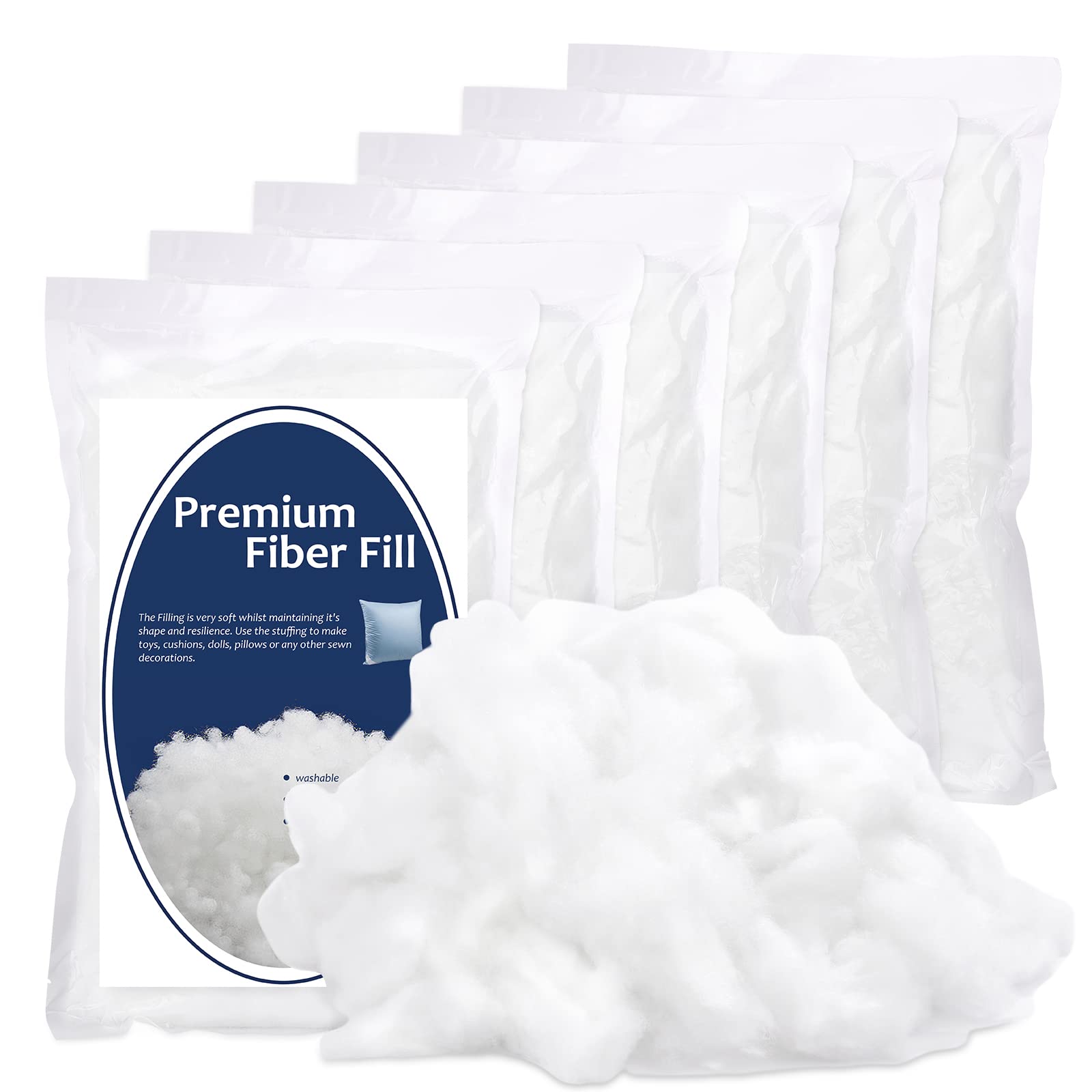 2x Polyester Lightweight Fiberfill Washable Stuffing Material for Pillow Crafts, Size: 150g, White