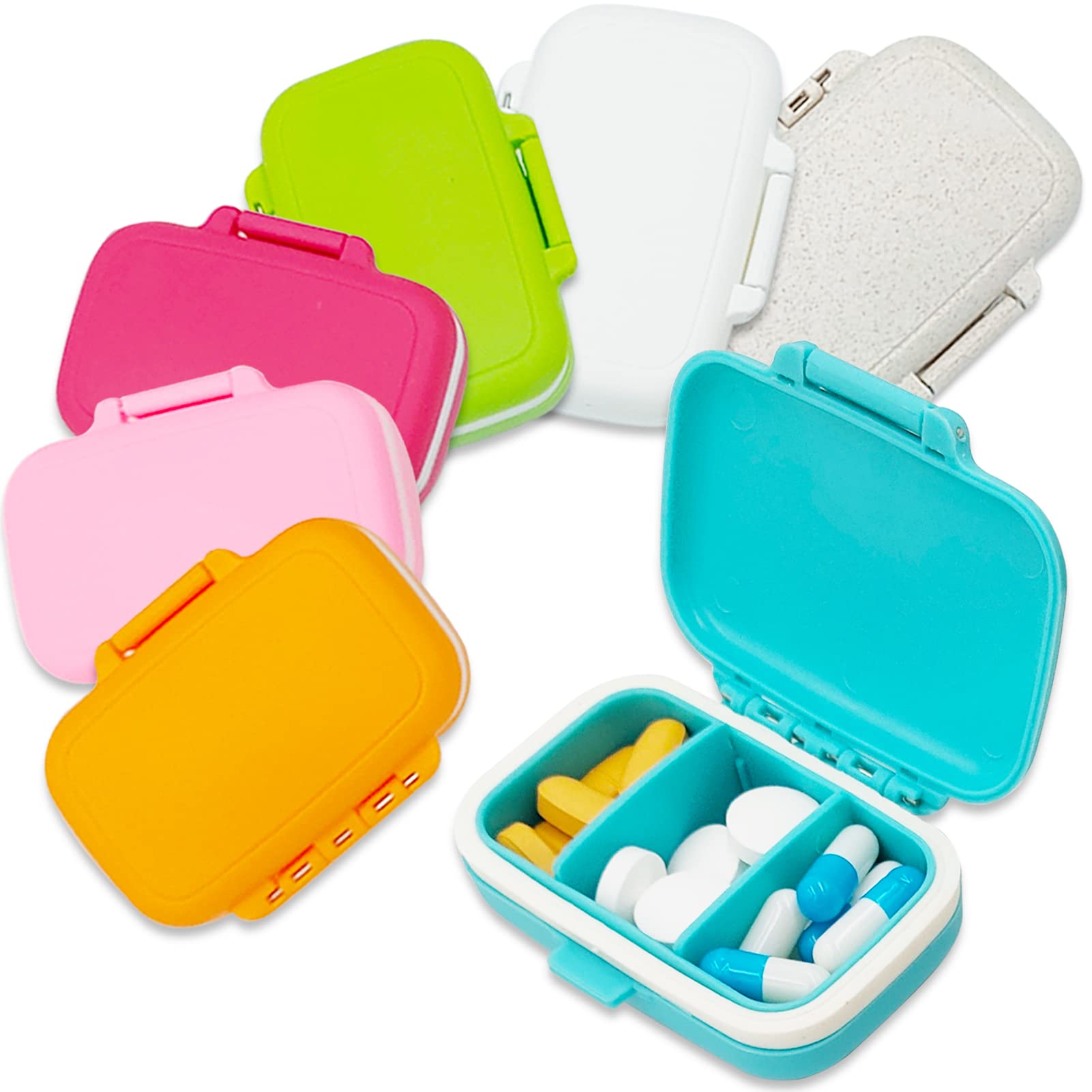 Travel Pill Case, Small Pill Box - Dtouayz Portable Pill Container for Purse or Pocket, Daily Medicine Organizer Waterproof 4 Compartment Compact