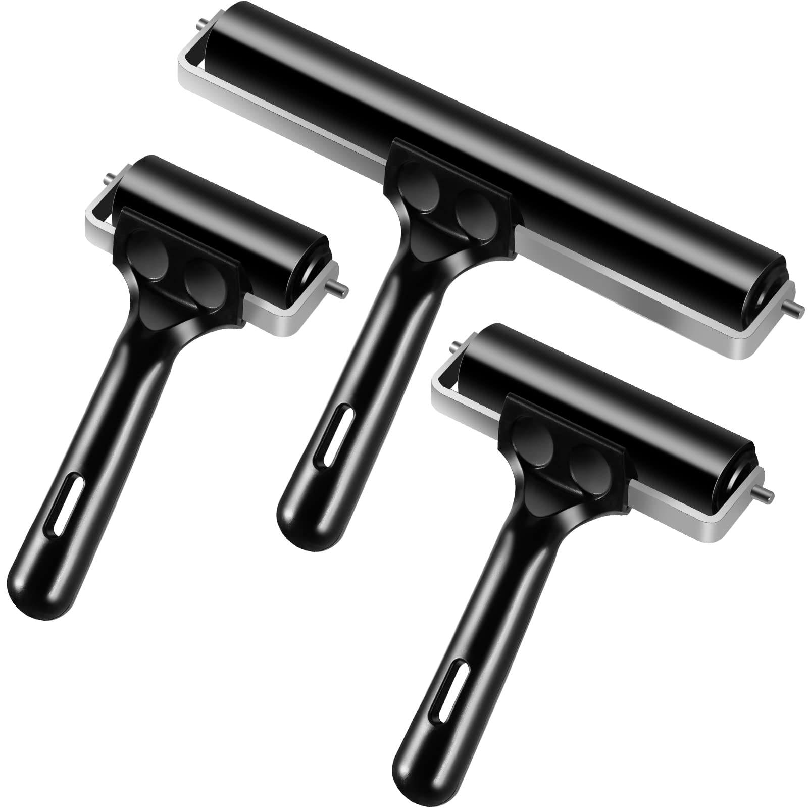 3 Pack Brayer Rollers for Crafting Vinyl Rubber Roller Brayers Printmaking  Brayer Rollers for Cricut Maker Gluing Printing Inking and Stamping(Black)  Balck