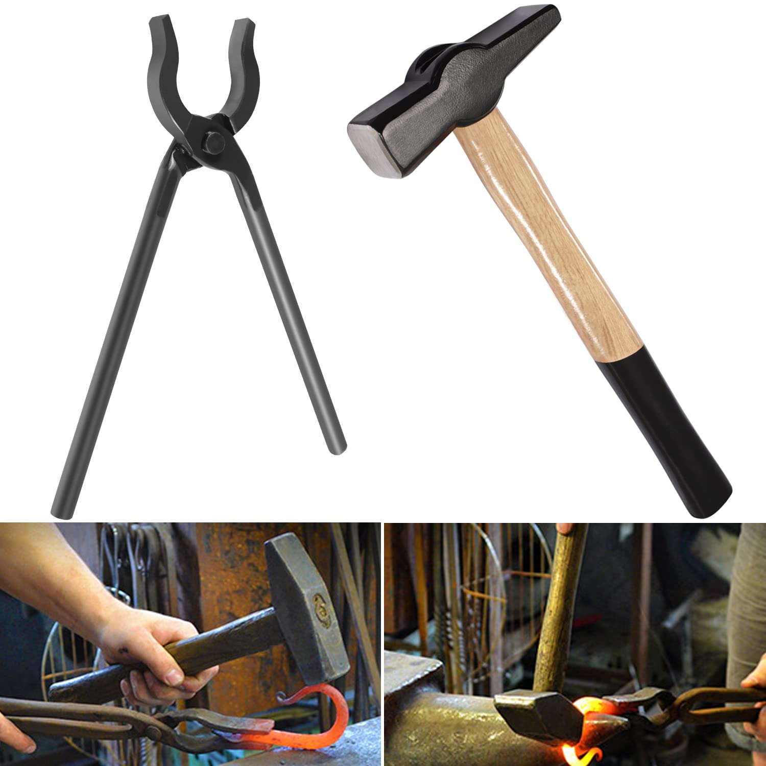 0004930 300mm Mandrel Jaw Blacksmith Tongs for Blacksmiths Beginner tool  Kit