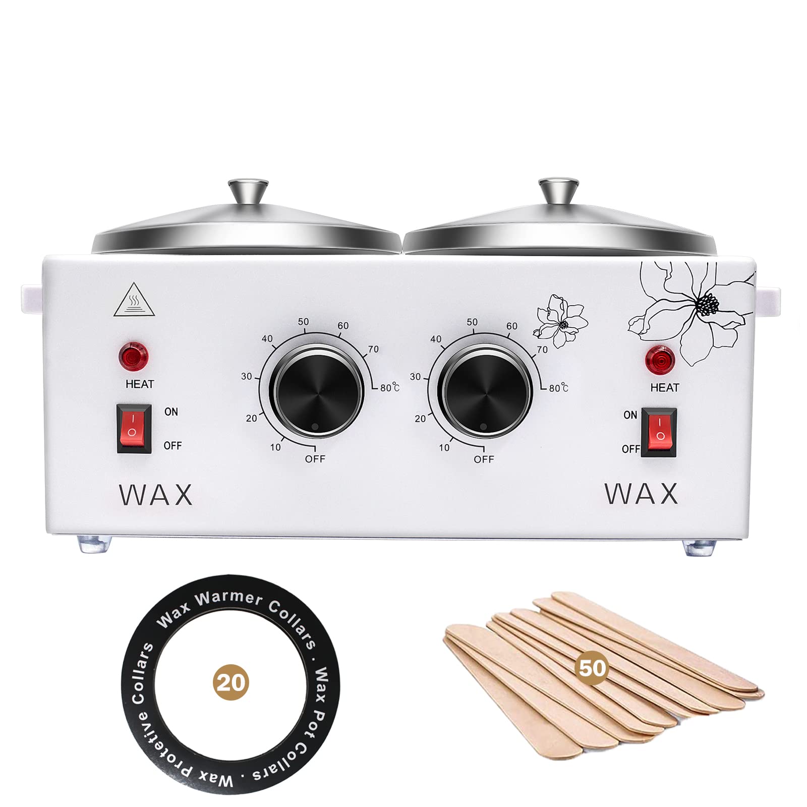 EXQST Wax Melter Heater, Double Pot Wax Heater Machine for Hair Removal,  Professional Waxing Kit Wax Warmer, Large Wax Pot for Spa Salon Beauty