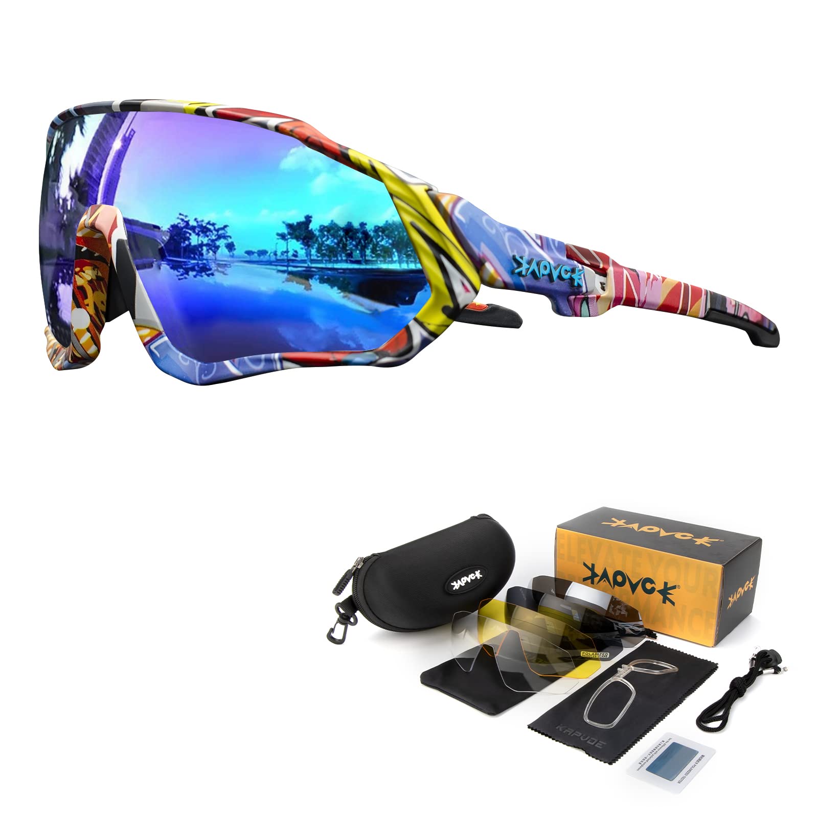 KAPVOE Cycling Glasses Polarized Sports Sunglasses MTB Mountain