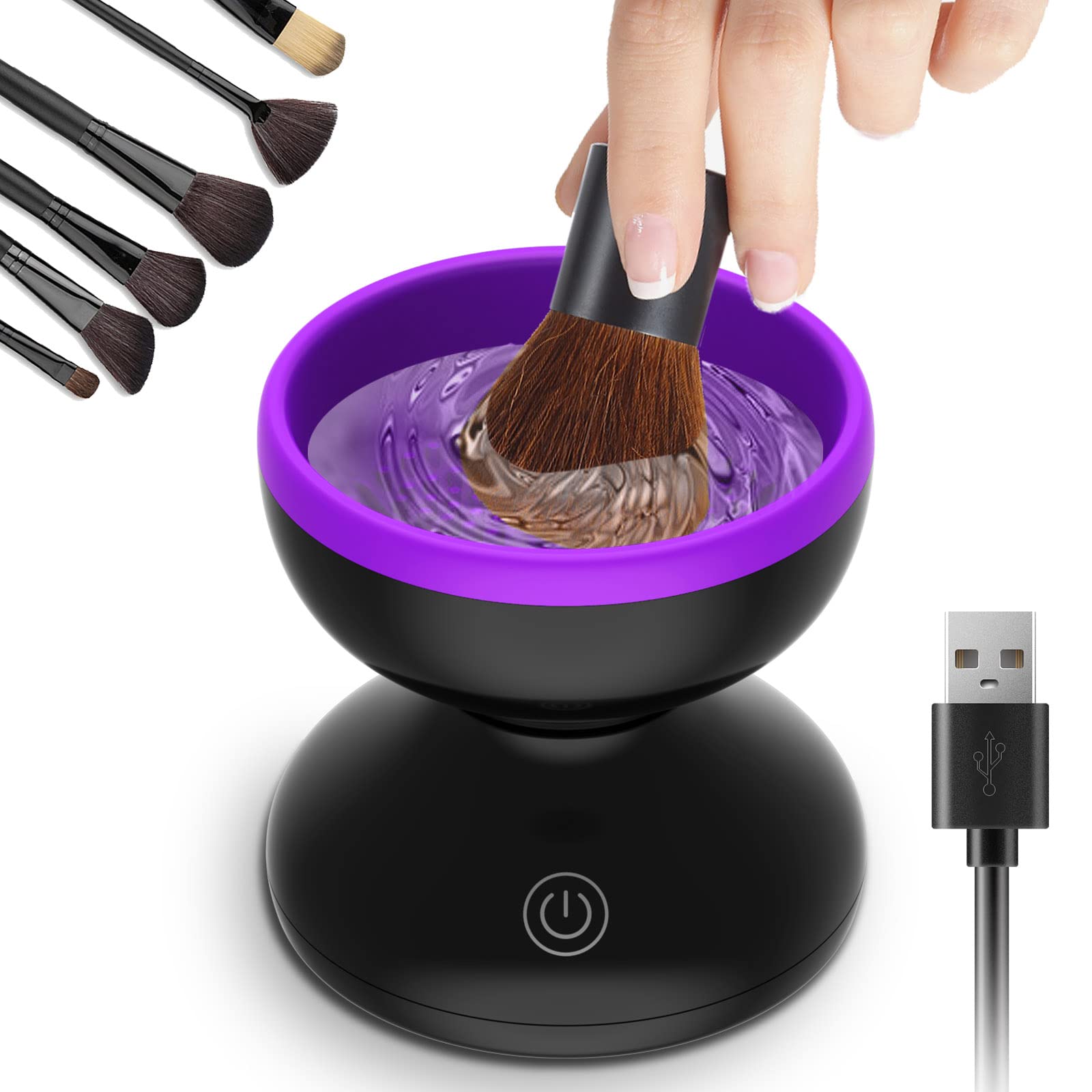  Electric Makeup Brush Cleaner, Makeup Brush Cleaner Machine  with Brush Clean Mat, Automatic Cosmetic Brush Cleaner Makeup Brush Tools  for All Size Beauty Makeup Brushes Set, Gift for Women Wife Friend 