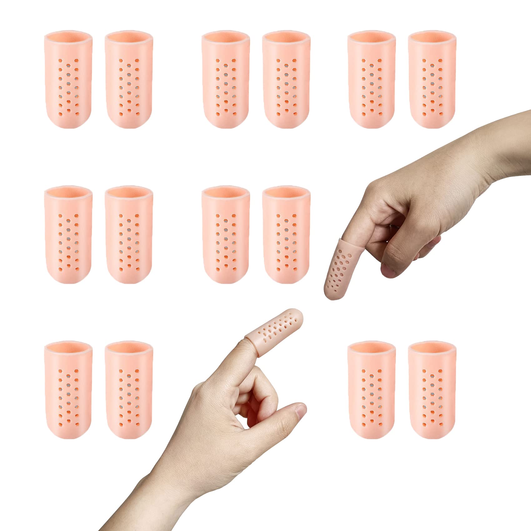 Gel Finger Cots with Air Holes, Finger Protectors (14 PCS) Breathable ...