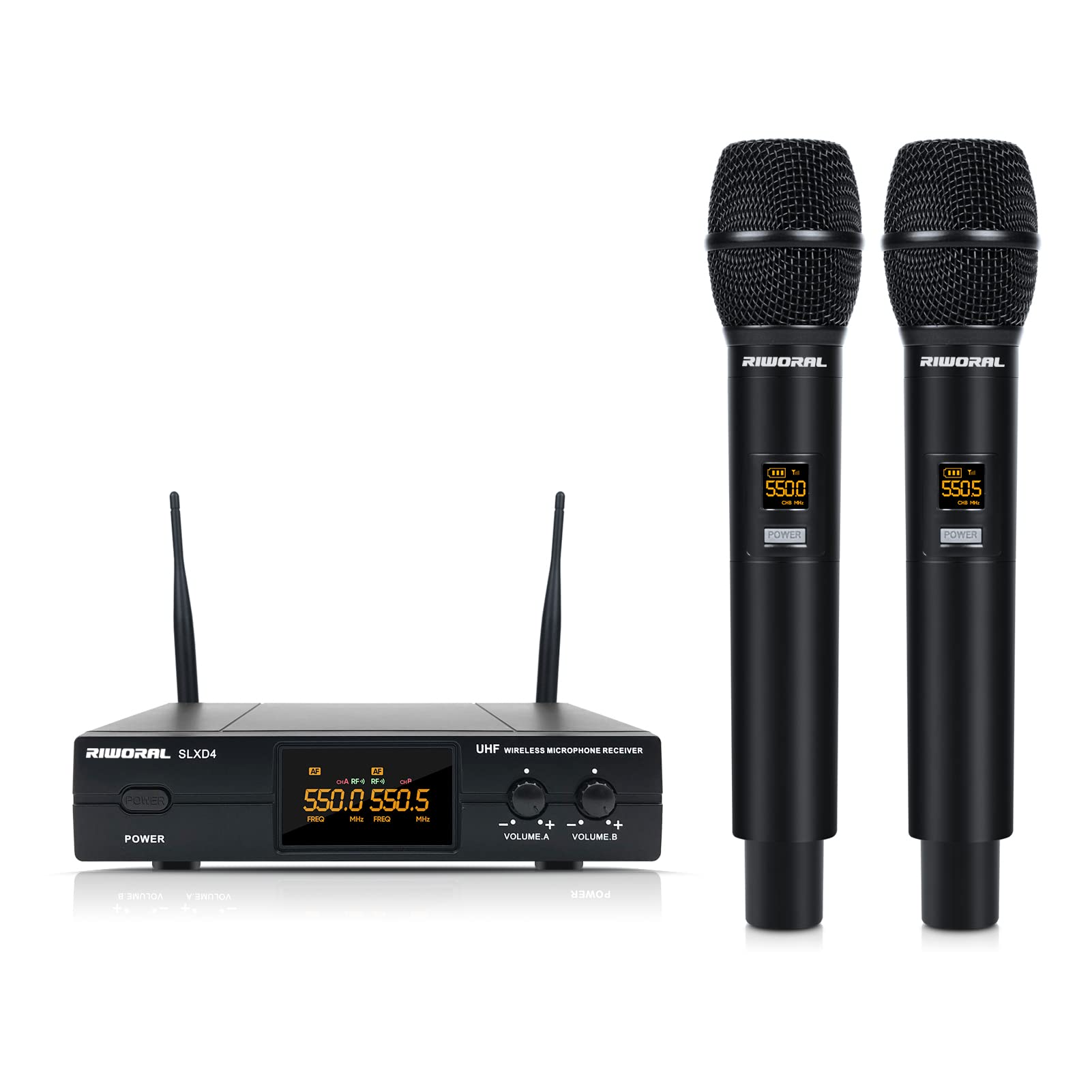 Wireless Microphone System Dual UHF Handheld Cordless Mic Set Work