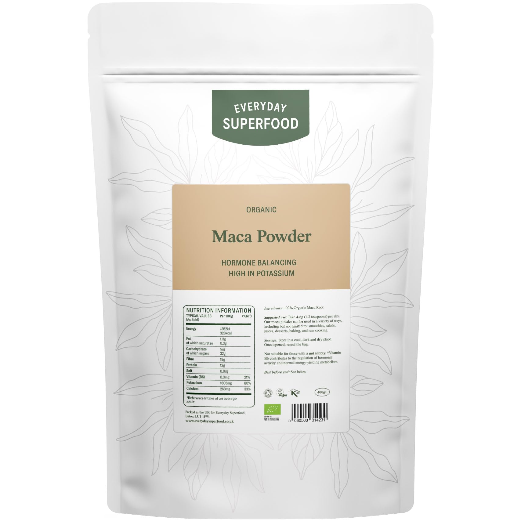 Everyday Superfood Organic Maca Powder 400g Pure Dried Maca Root