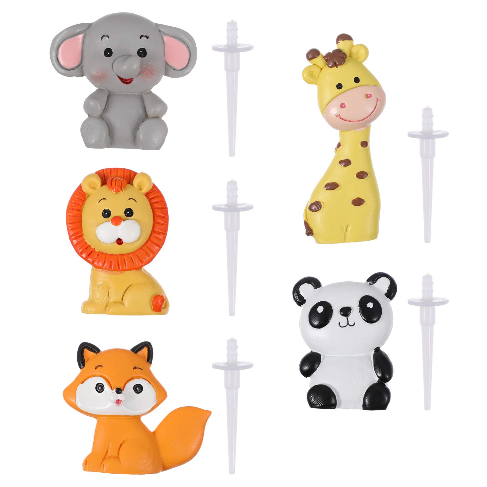 TOYANDONA 5Pcs Jungle Animal Cake Toppers, Zoo Animal Cake Toppers Jungle Animals  Cake Decorations for Baby Showers Birthday Party