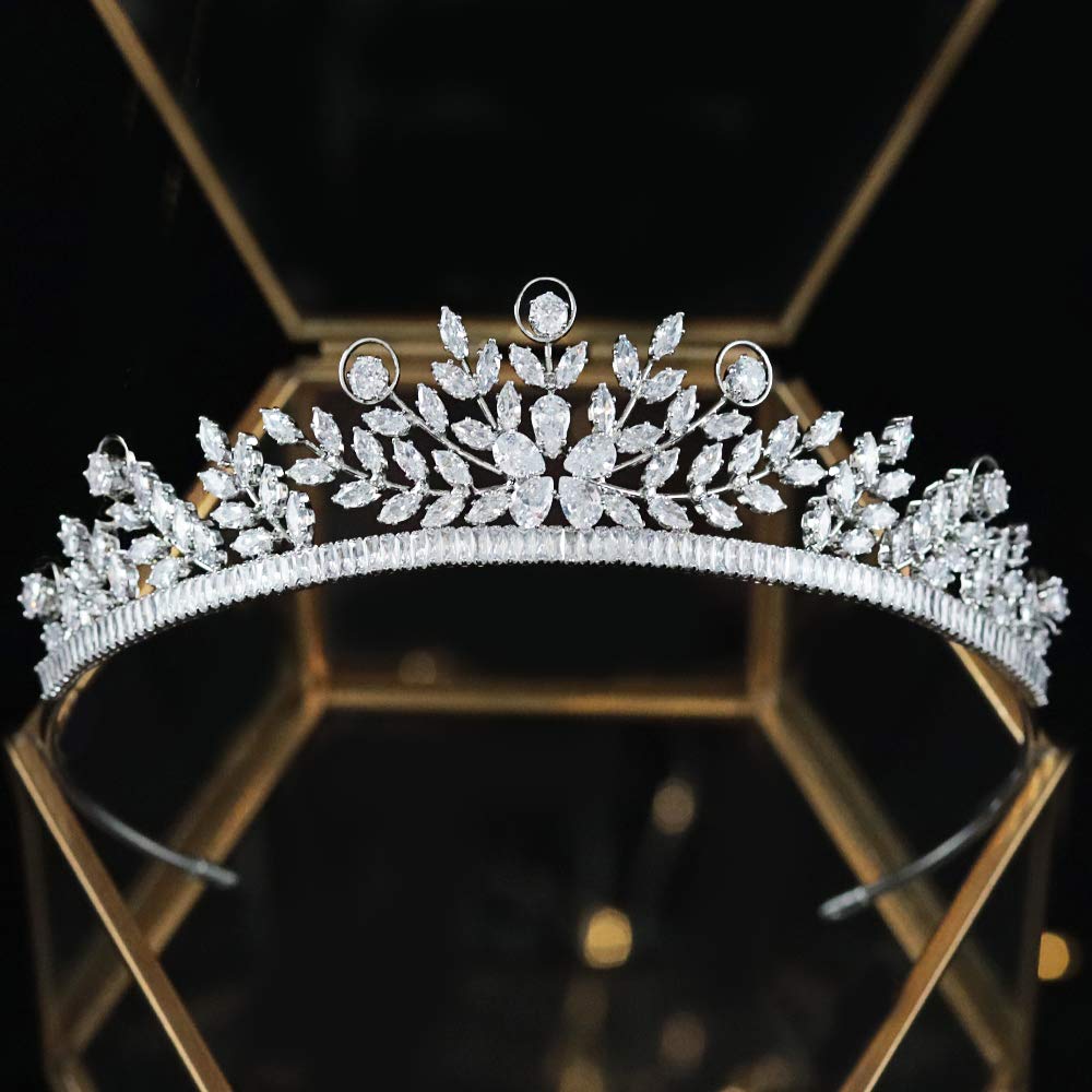 Aoligrace AAA Zirconia Small Wedding Crowns for Women Sparkly CZ