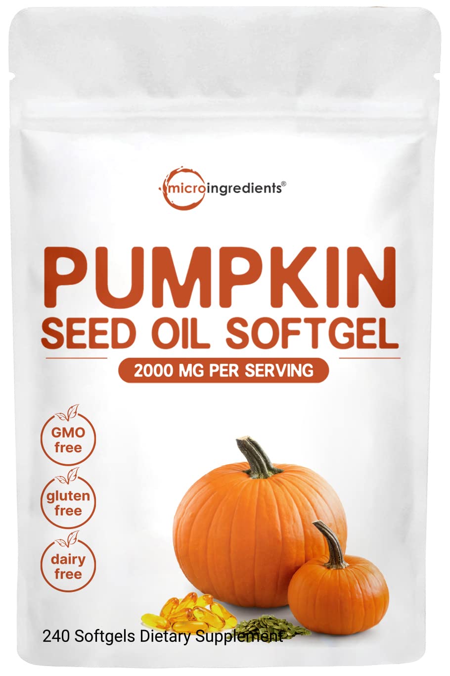 Pumpkin Seed Oil Capsules 2000mg Per Serving Cold Pressed And Virgin Oil 240 Counts 4 Month 7482