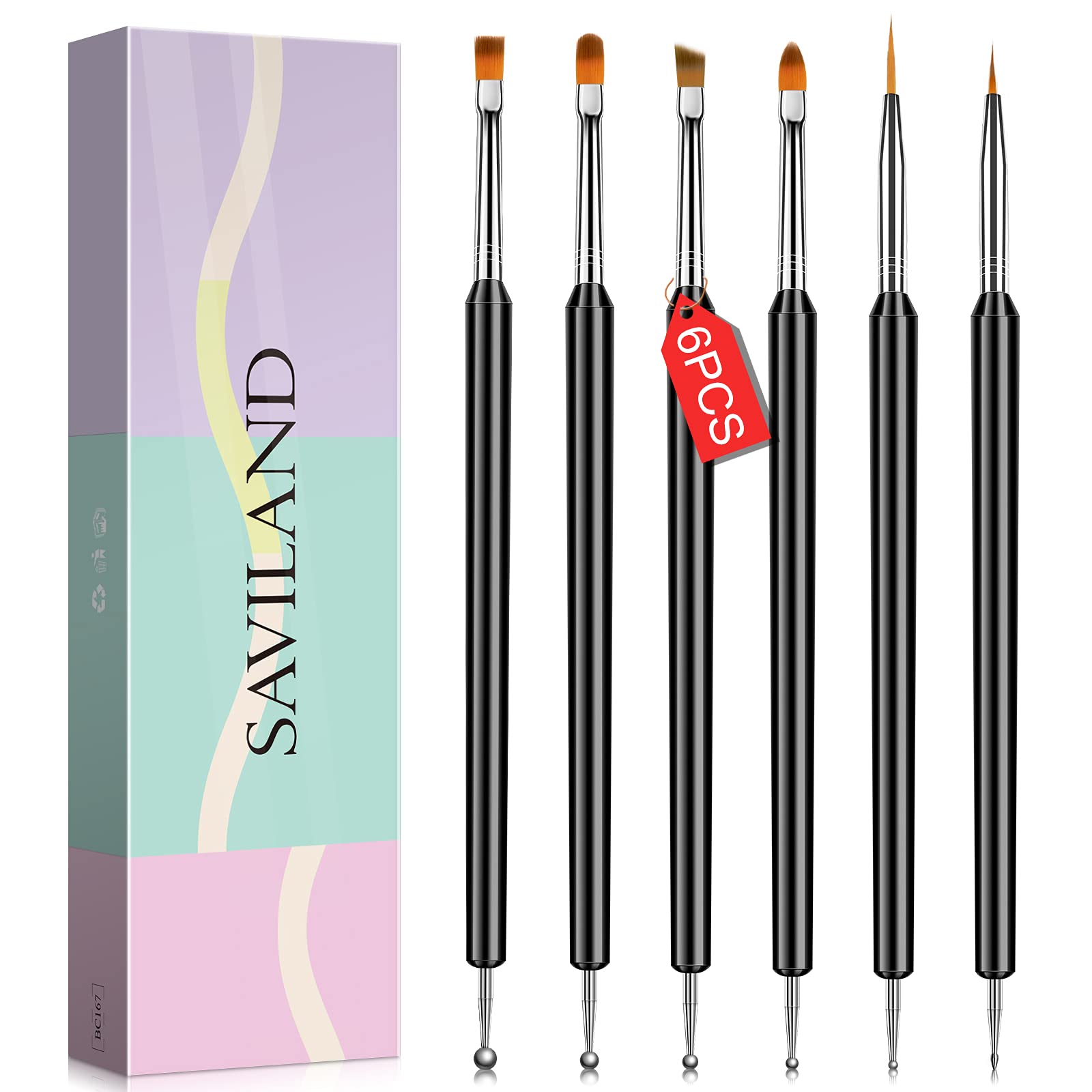 Saviland 31PCS Nail Art Brushes Set - Nail Brushes for Nail Art UV Gel Nail  Brushes, Acrylic Nail Brushes, Liner Brushes, Dotting Tools Set, Nail