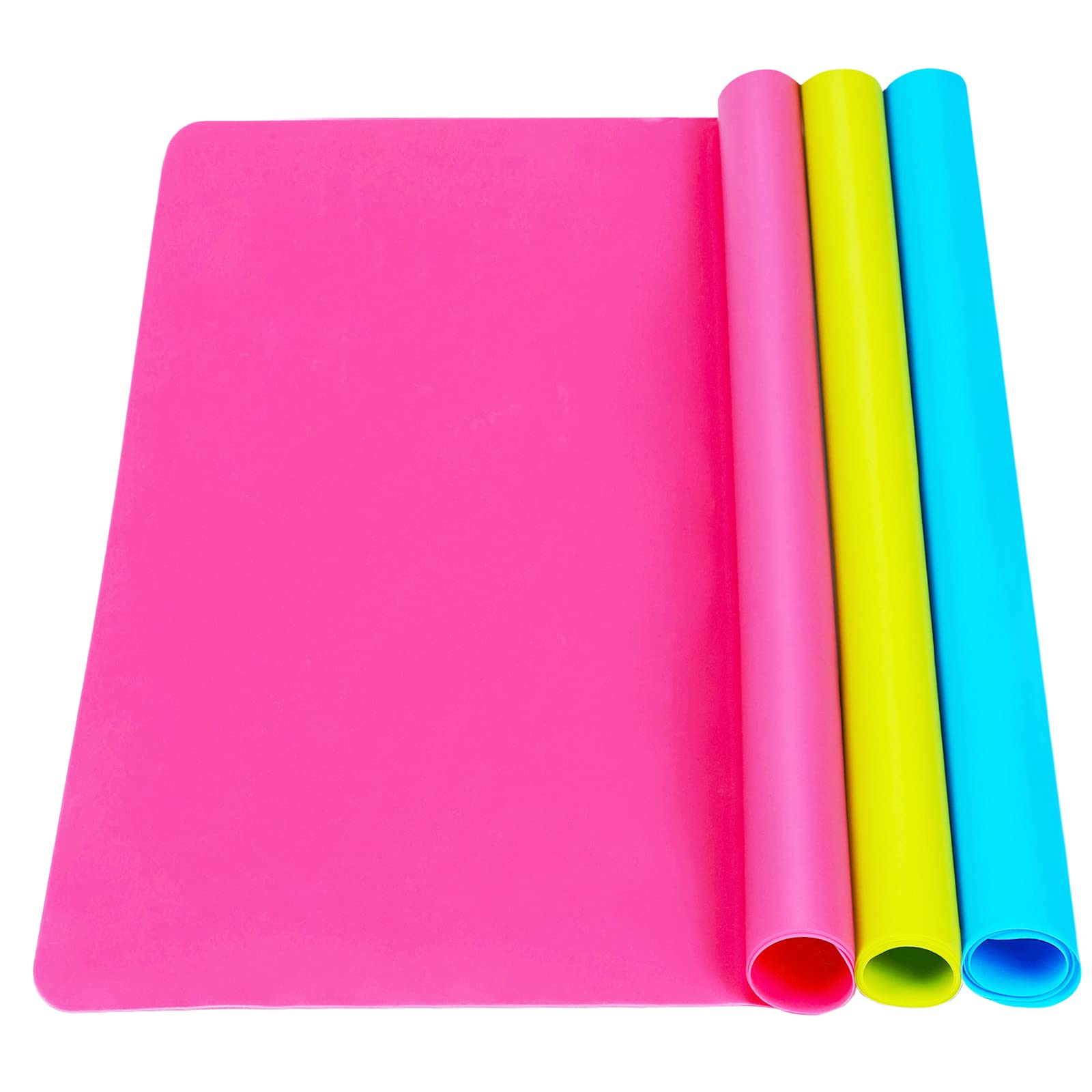 Hot Pink 3 Set Silicone Trivet Mats With 1 Extra Large Included