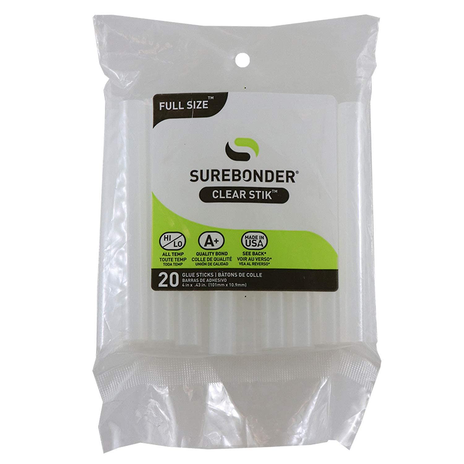 Surebonder All Purpose Stik Mini Glue Sticks-All Temperature-Clear-5/16 D,  4 L Glue Stick-25 sticks per Bag DT-25