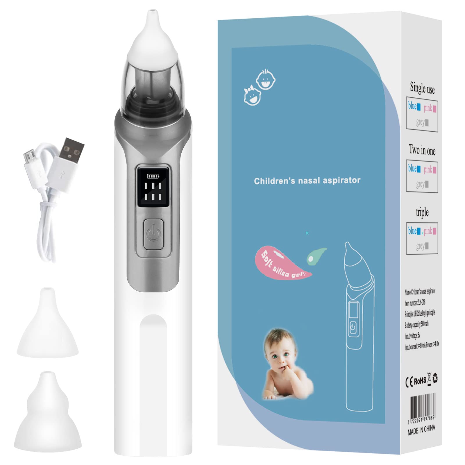 GOTYDI Rechargeable Baby Nasal Aspirator Strong Suction Electric Nose  Sucker 6 Levels of Suction Baby Nose Cleaner Automatic Booger Sucker Picker  for Newborns Toddlers Infants 