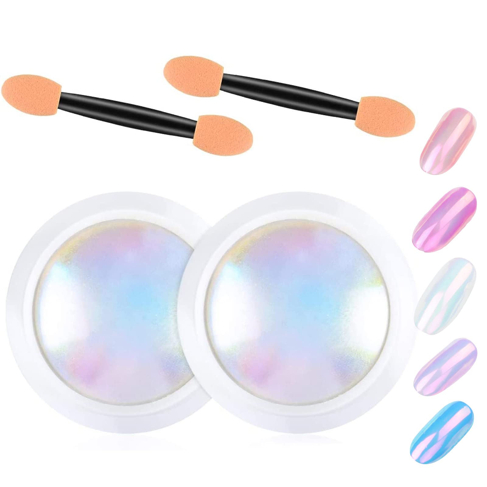 2 Pcs Iridescent Nail Powder Elite Design Powder Mermaid Chrome Shell Nail  Powder Multi Chrome Powder for Nails Chameleon Powder Manicure Pigment  Glitter Dust