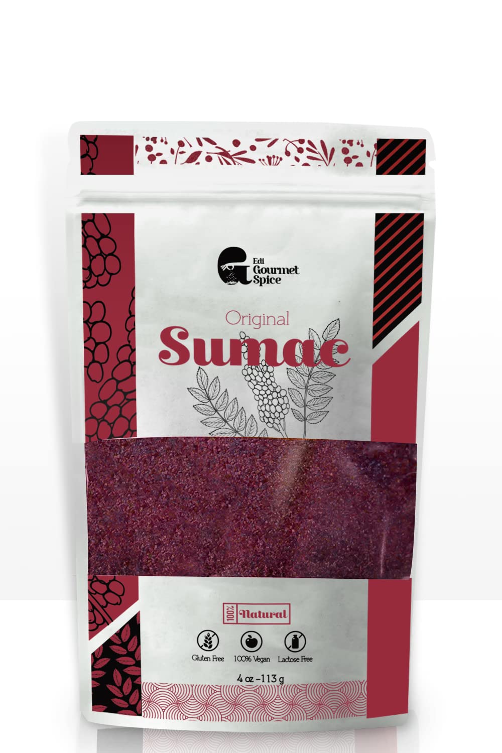 Edi Gourmet Spice Ground Sumac Spice 4 oz, Resealable Bag, 100 pure