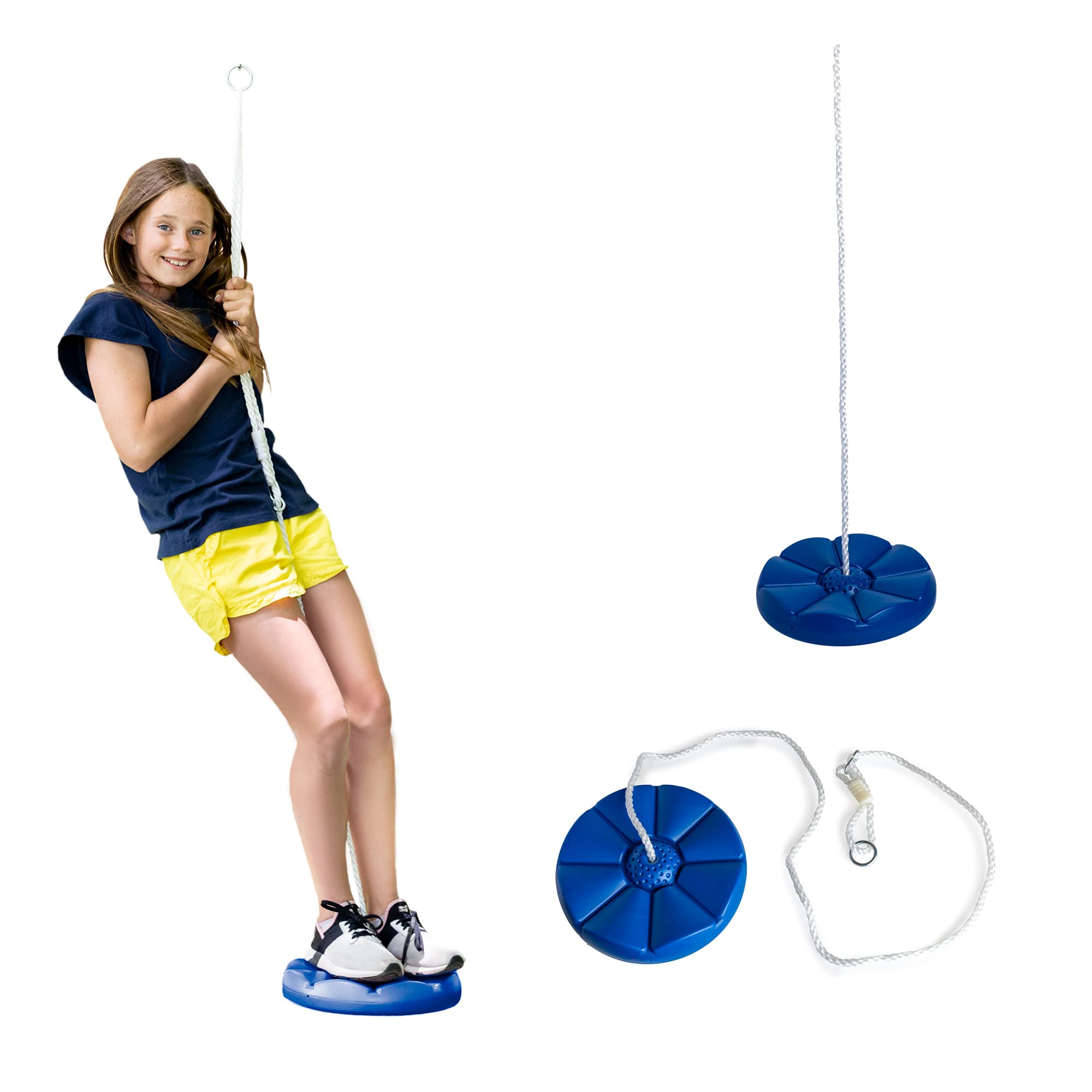 Squirrel Products Heavy Duty Blue Disc Tree Swing with Rope for