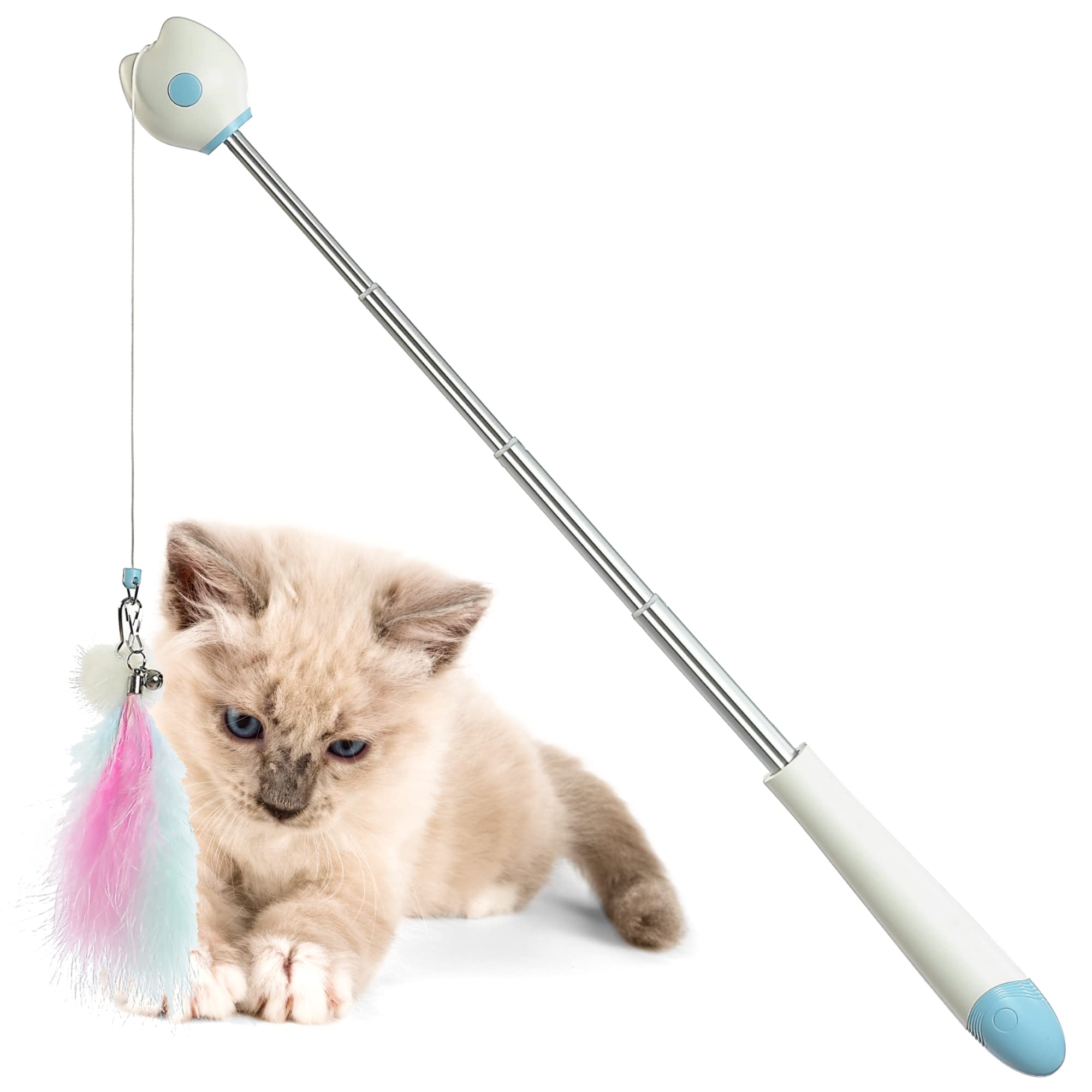 Cat Wand Toys for Indoor Cats  Retractable Cat String Toy - Cat