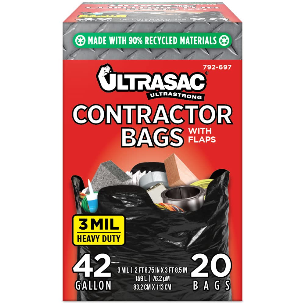 42 Gallon 3 Mil Thick Heavy Duty Contractor Bags - Professional