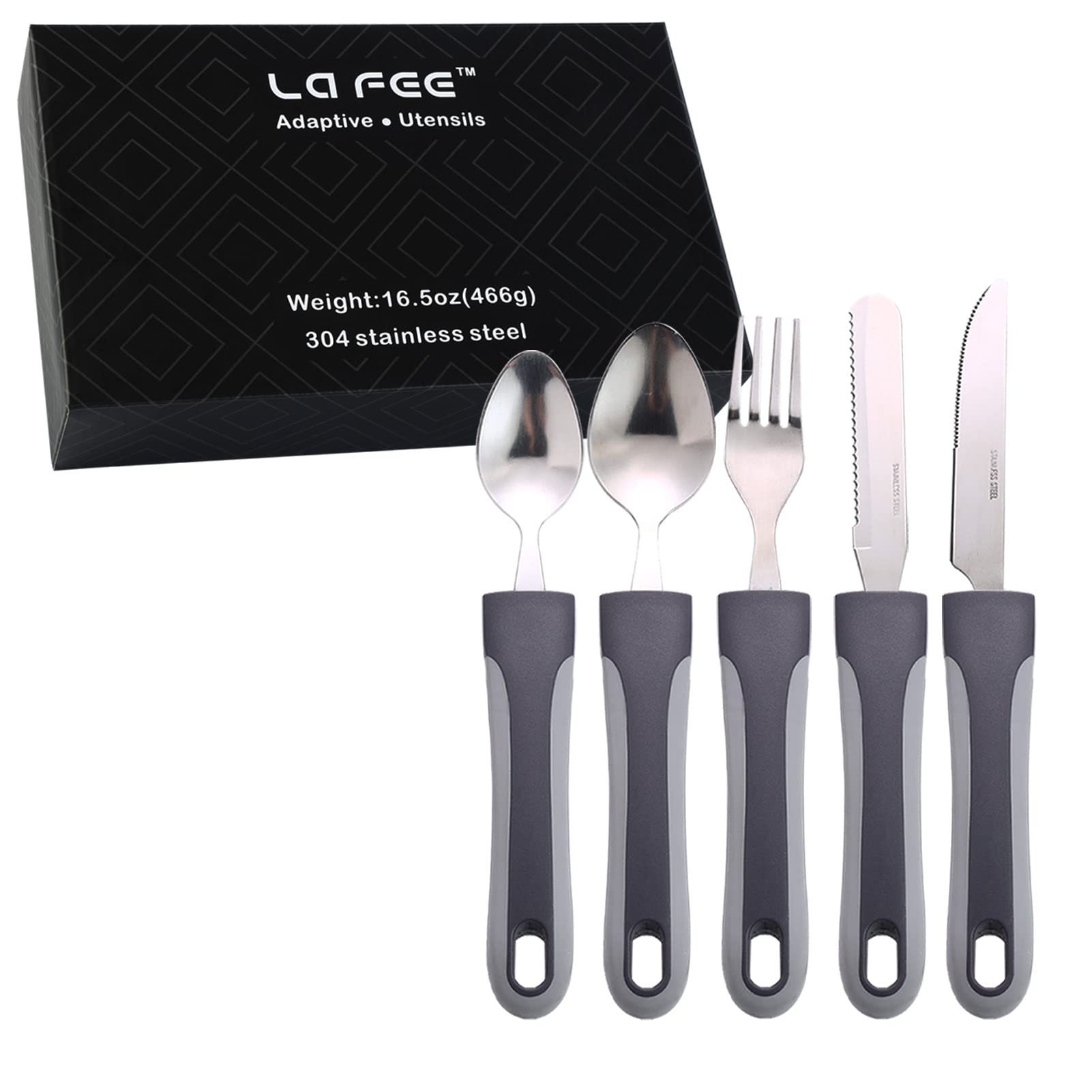 Adaptive Utensils - WEIGHTED 7 oz. Arthritis Aid Silverware - Easy Grip for  Shaking, Elderly & Trembling Hands - Stainless Steel Spoons, Fork & Knife