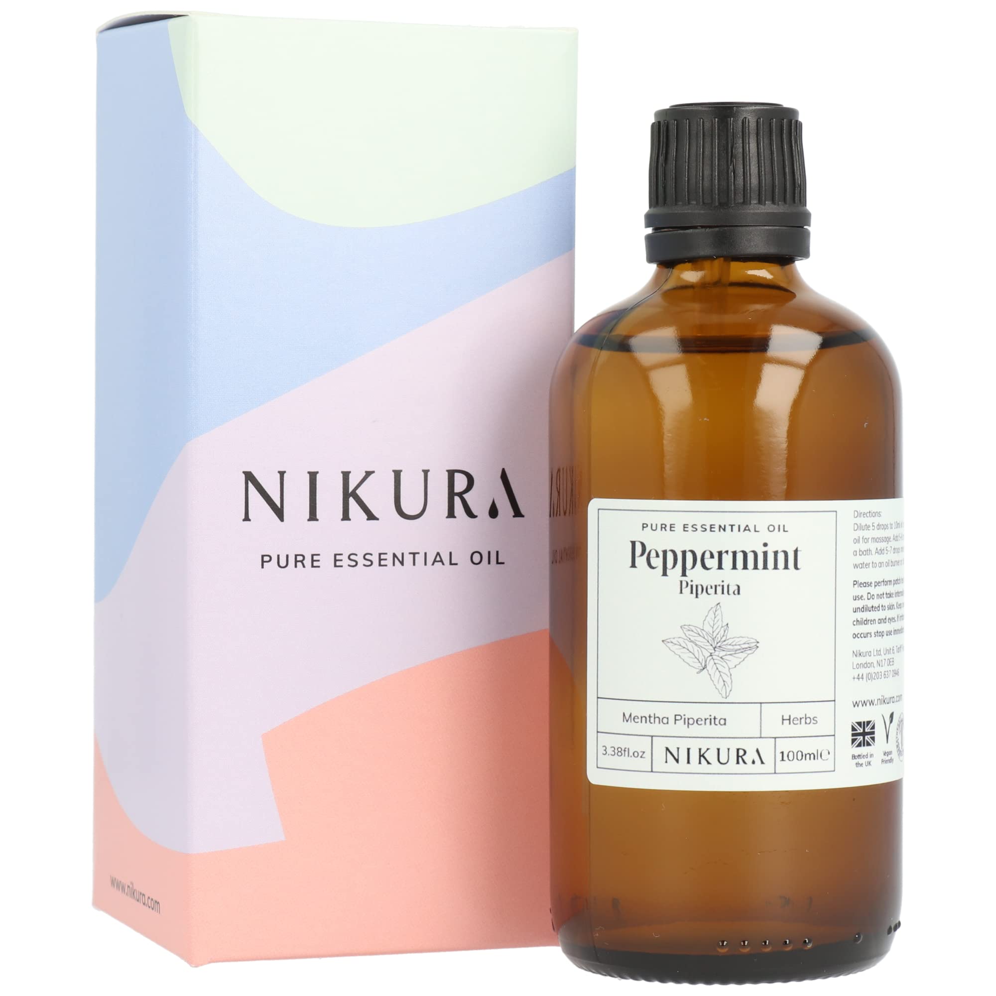 Nikura Peppermint (Piperita) Essential Oil - 100ml, 100% Pure Natural Oils, Perfect for Hair Care Spider Repellent Energy Boost Candle Making, Great  for Skin Headache Relief