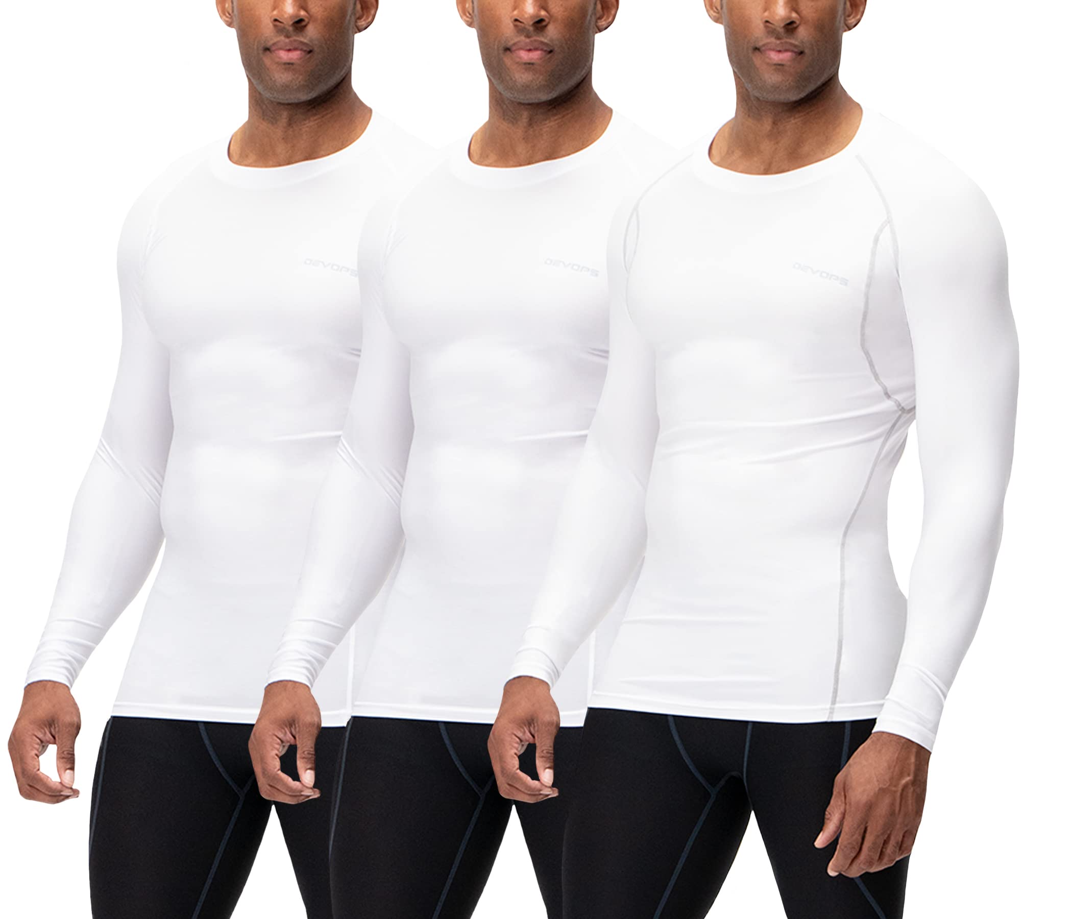 DEVOPS 2~3 Pack Men's Athletic Turtle Neck Long Sleeve Compression Shirts -  Need for Run