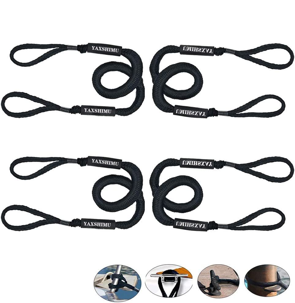  Pack of 4 Bungee Dock Lines for Boat Shock Absorb