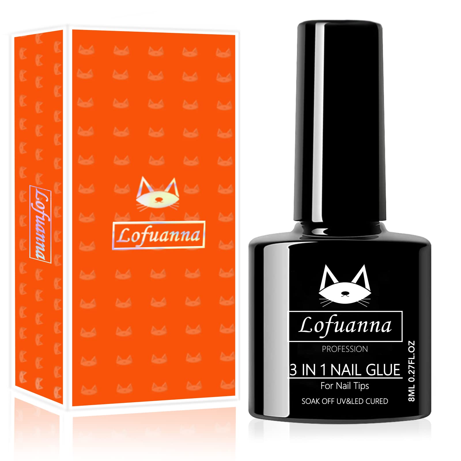 Lofuanna 3 in 1 Nail Glue Gel for Nails,8ML Gel Nail Glue with Brush,Curing  Needed Nail Glue for Fake Nail,Glue Gel for Nail Tips,Base Coat,Slip  Solution for Poly Nail Gel(1Pcs)