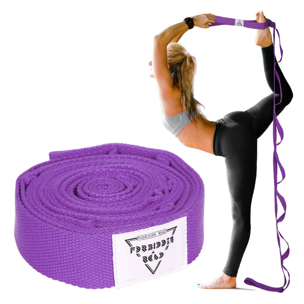 Forbidden Road Stretch Strap (6ft, 8ft) Yoga Strap with Muti-Loops Exercise  Band for Physical Therapy Green/Black/Blue/Purple
