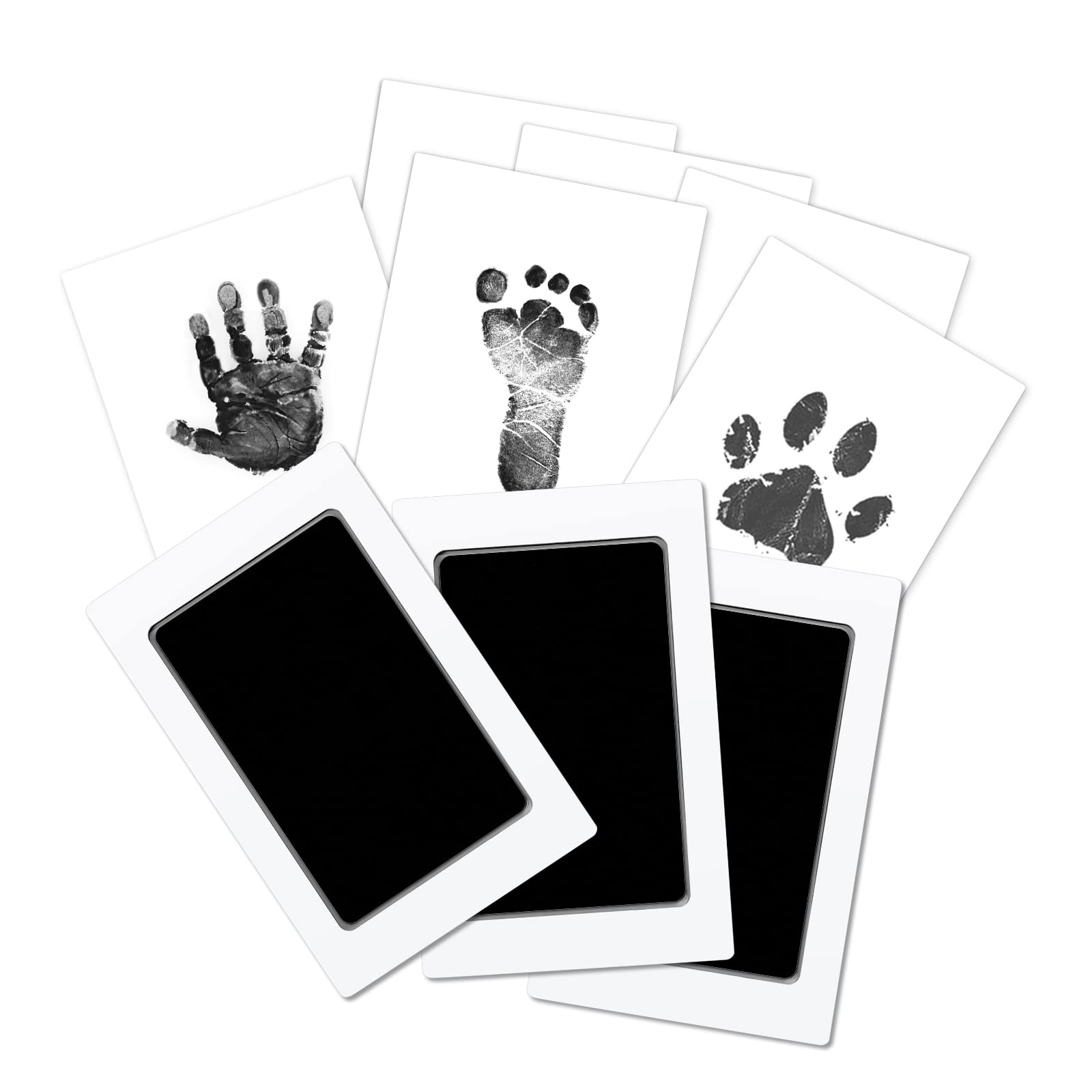 9pcs Inkless Hand and Footprint Kit, Baby Imprint Kit 3 Paw Print Ink Pad  with 6 Imprint Card Baby Keepsake Ornament Kit for Newborn Shower Gift,Dog